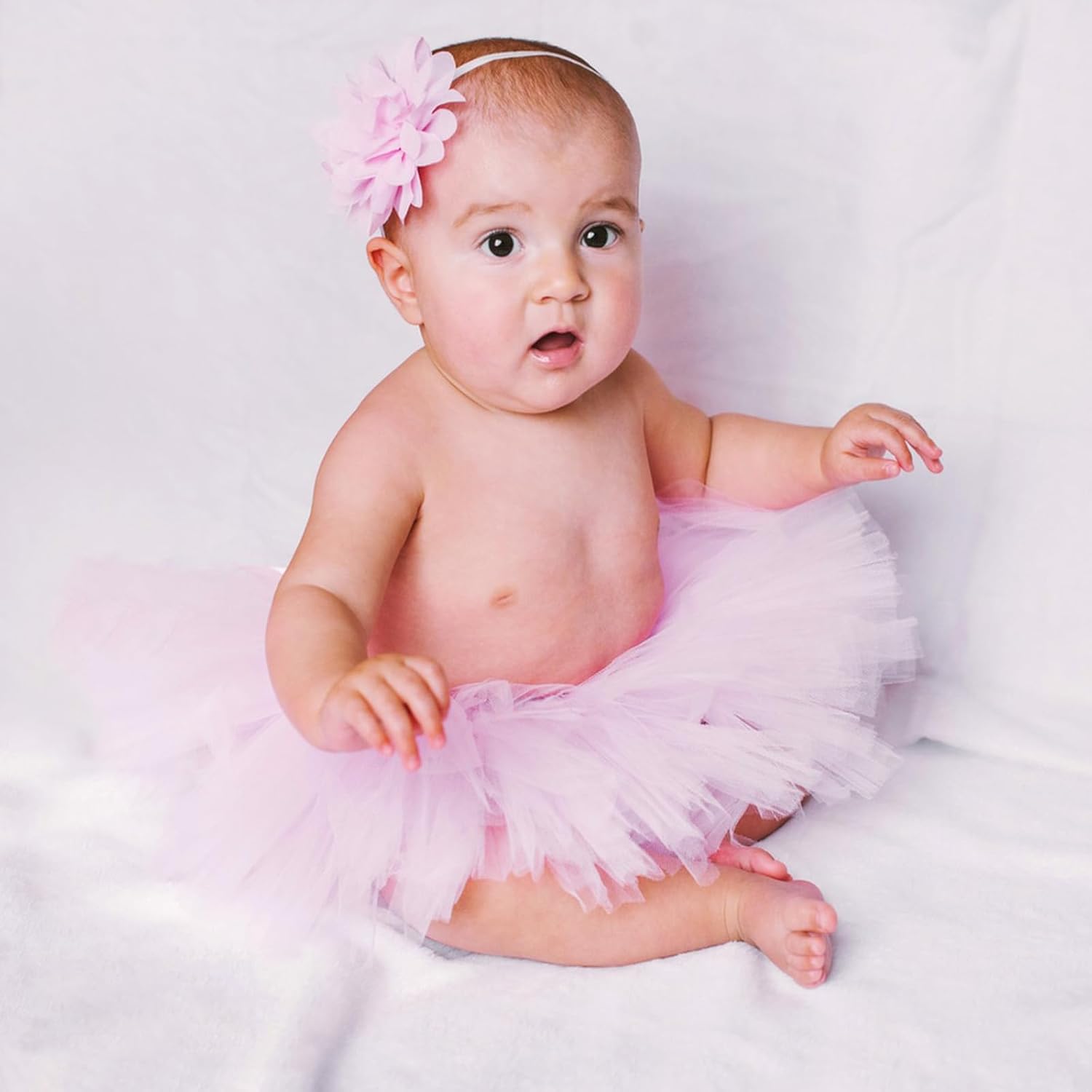 Medsuo Newborn Baby Tutu Skirt and Flower Headband for Photography Prop Outfits 0-4 Month (Pink)