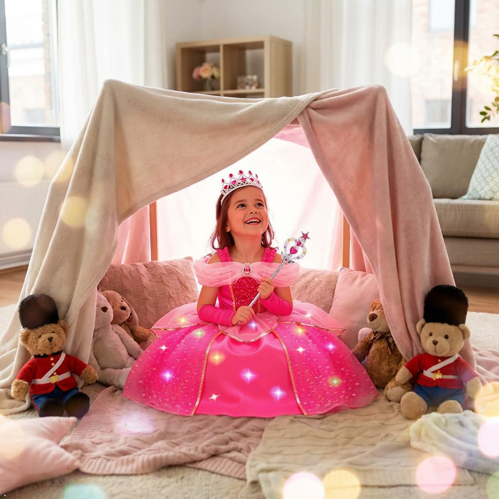 Meland Princess Dresses for Girls - Light Up Princess Dress Up for 3-10 Year Old, Costume for Girls Halloween Birthday