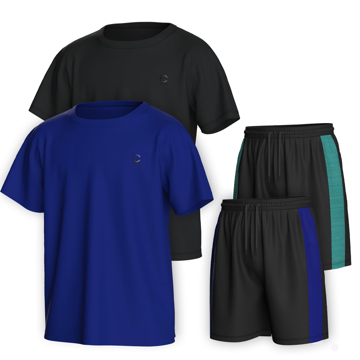 Boys Clothing Sets Tagless Loose Athletic Performance Crew Neck T-Shirt and Short Outfits Size 3-16 (4 Piece Set)