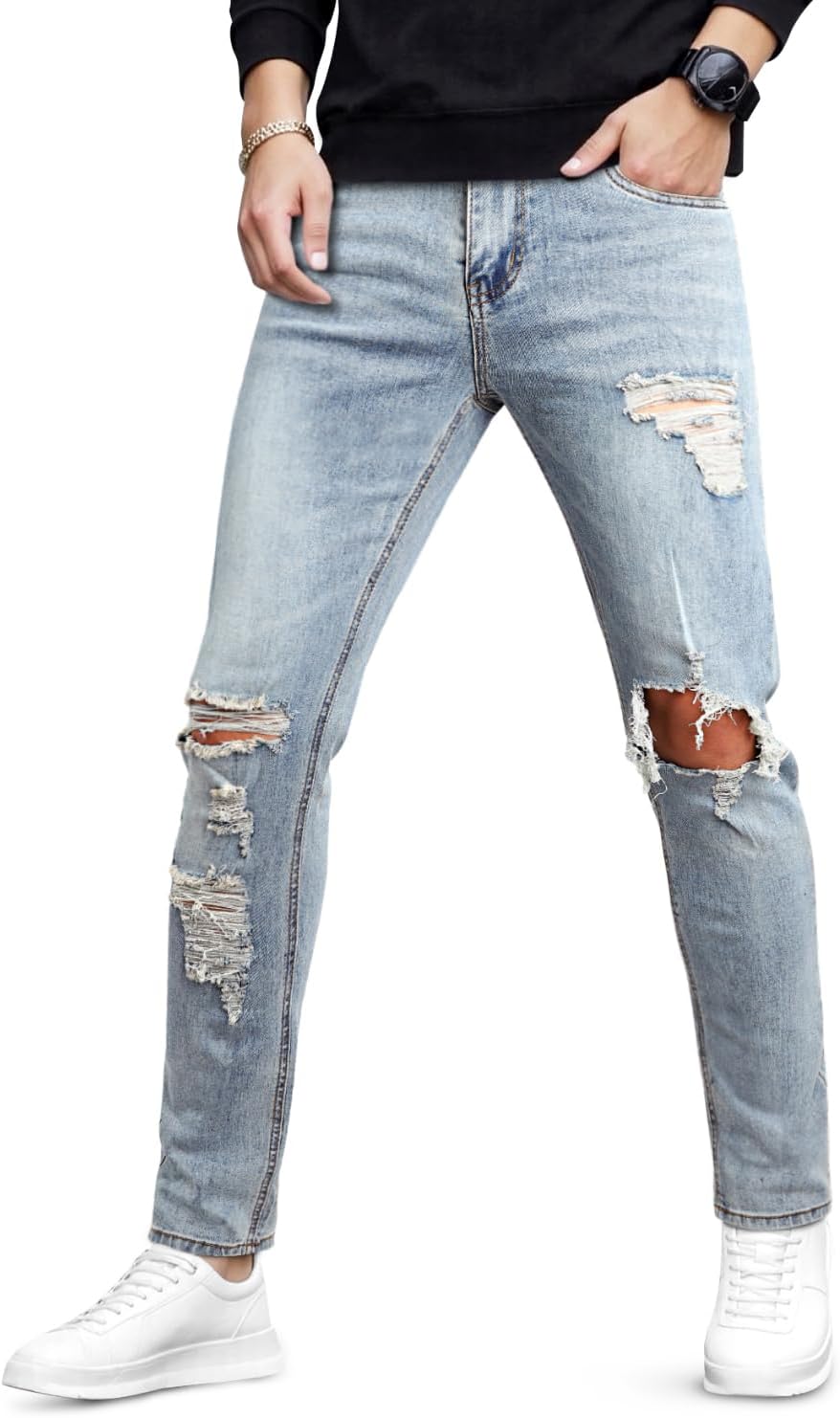 Heyfanee Mens Slim Fit Jeans Stretch Denim Pants for Men