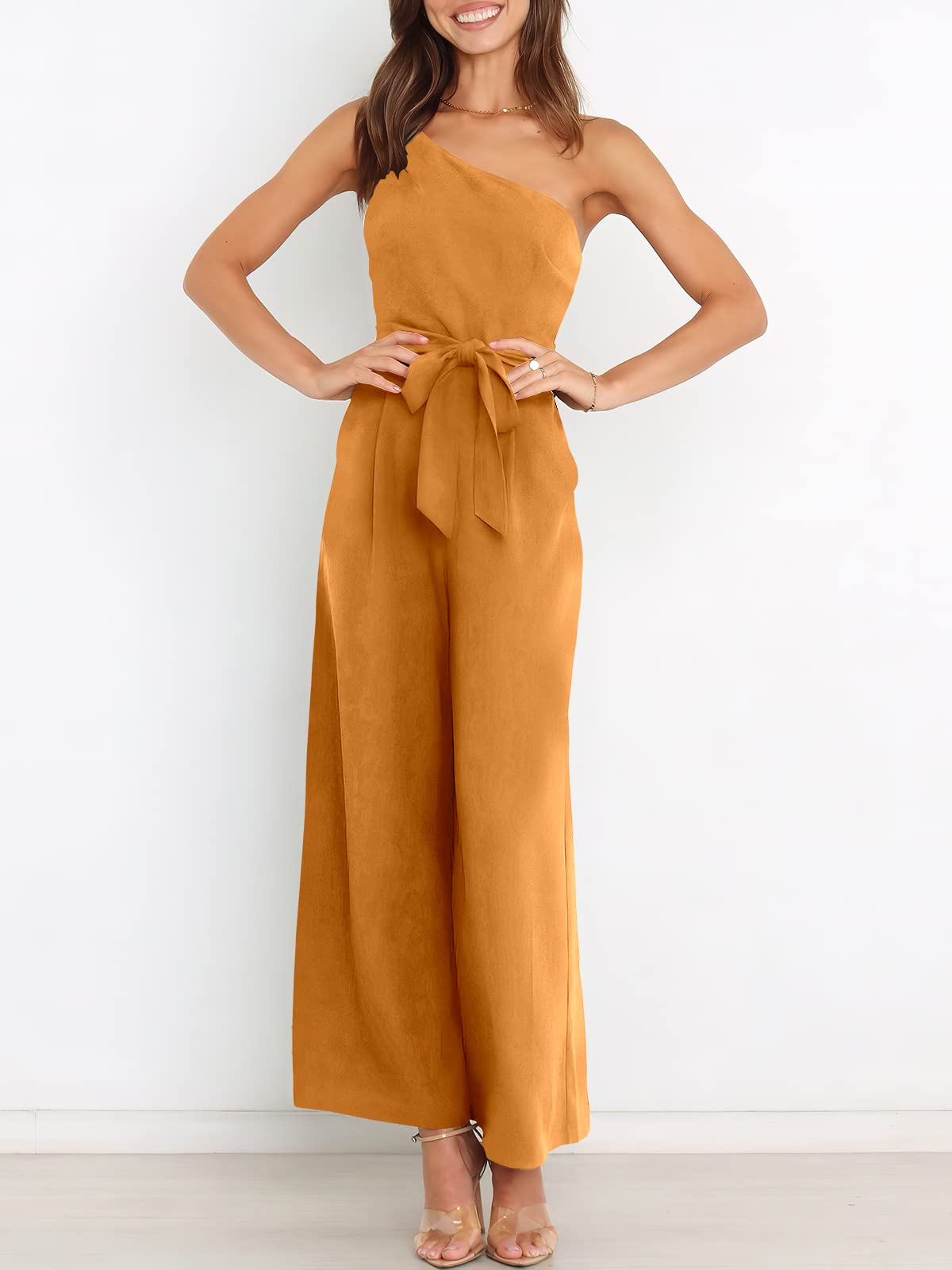 ANRABESS Women Summer Dressy Jumpsuits One Shoulder Sleeveless Casual Wide Leg Pants Romper Jumper 2026 Trendy Fall Outfits