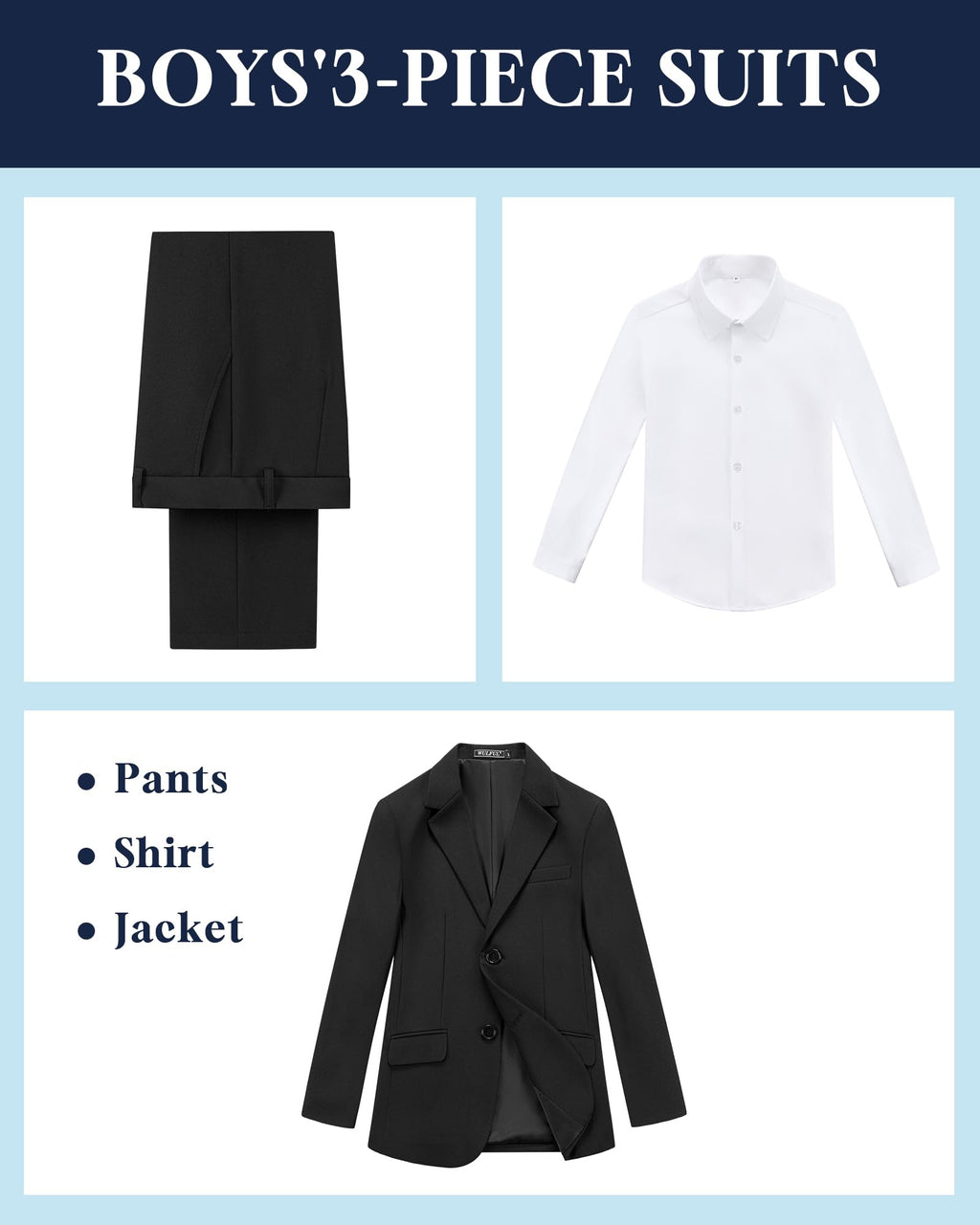WULFUL Boys' Slim Fit Suit 3 Pieces:Jacket, Pants, Shirt,Summer Suit Set for Teens Boys Wedding Beach