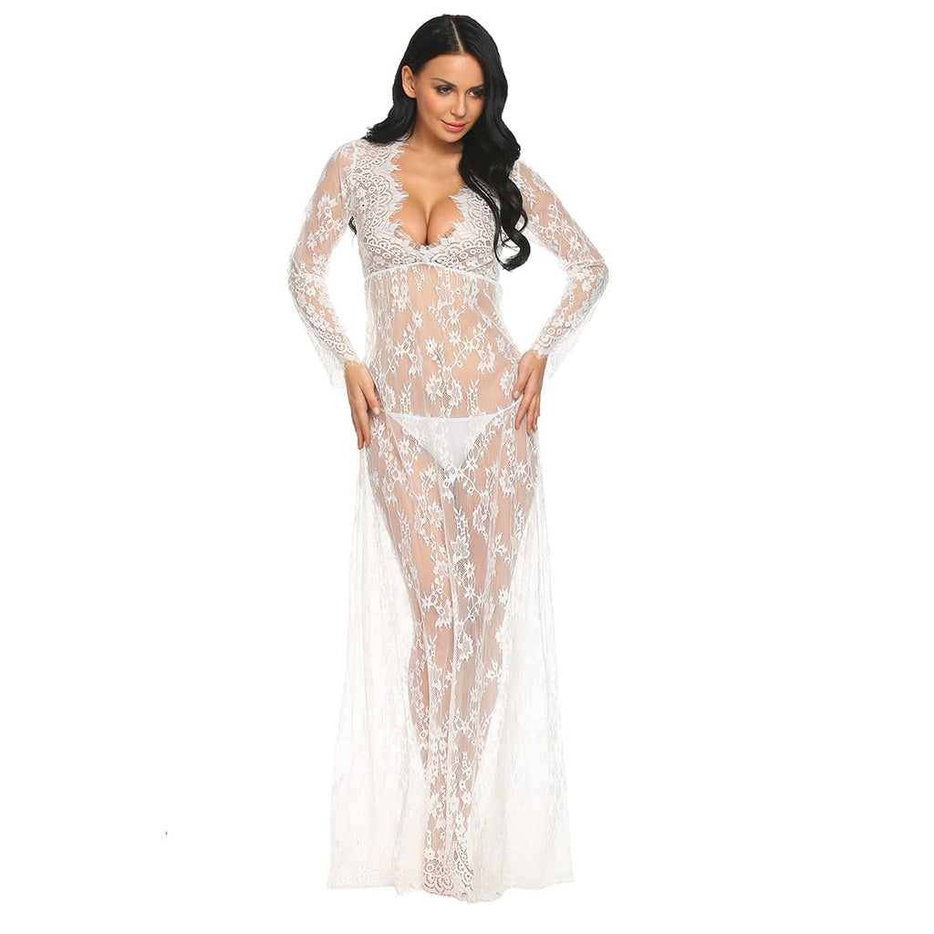 COSYOU Maternity Dress for Photoshoot Sheer Lace Dresses for Maternity Photography Costume Party Milk Bath Dress