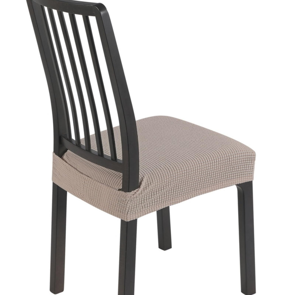 SearchI Stretch Dining Chair Seat Covers Set of 6, Soft Removable Washable Seat Cover for Dining Chairs, Dining Room Chair Cover Protector (Rear-Covered, Brown)
