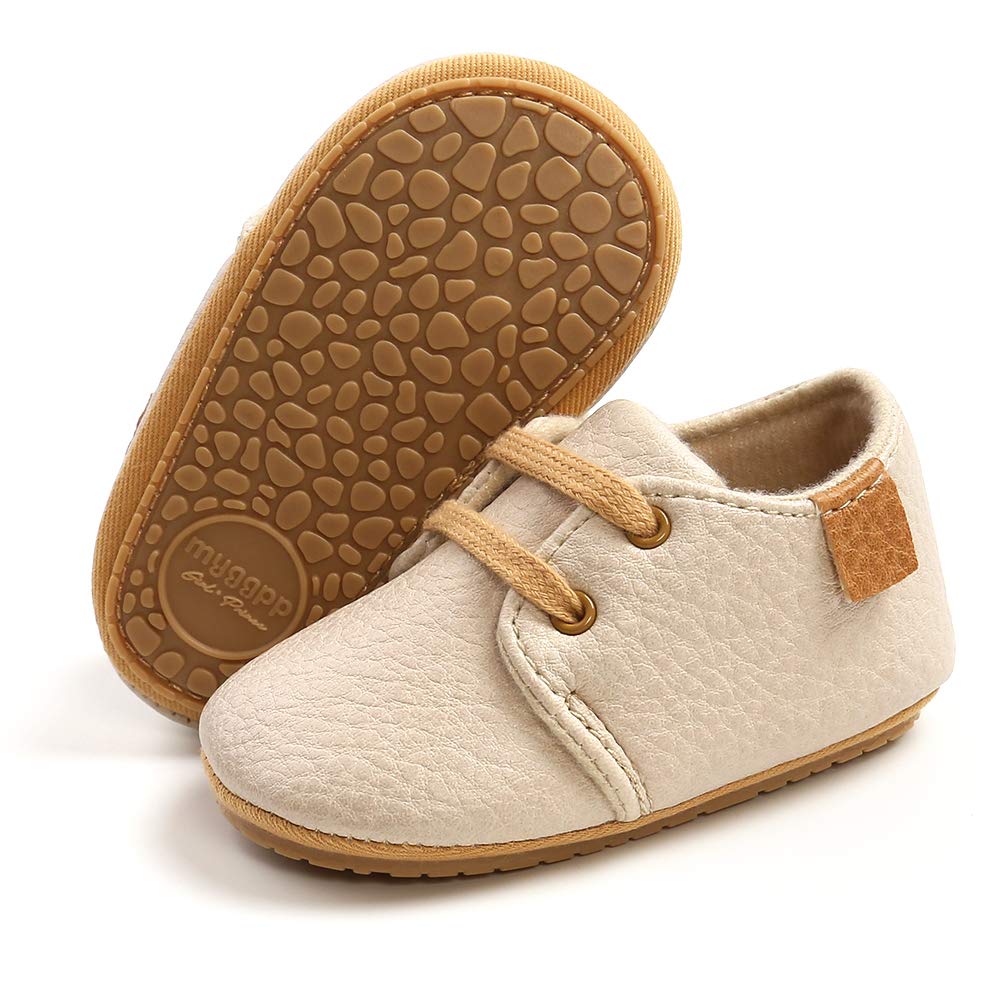 HsdsBebe Baby Boys Girls Oxford Shoes PU Leather Soft Rubber Sole Sneakers Anti-Slip Toddler Ankle Boots Infant Walking Shoes Moccasins