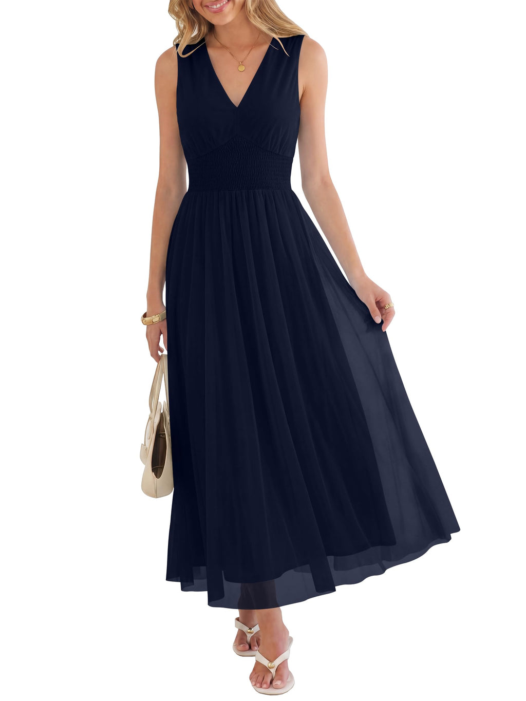 ANRABESS Womens Summer Floral Maxi Dress, A Line Tulle,Elegant for Wedding Guest & Beach Vacation,Flowy Casual Boho Outfits