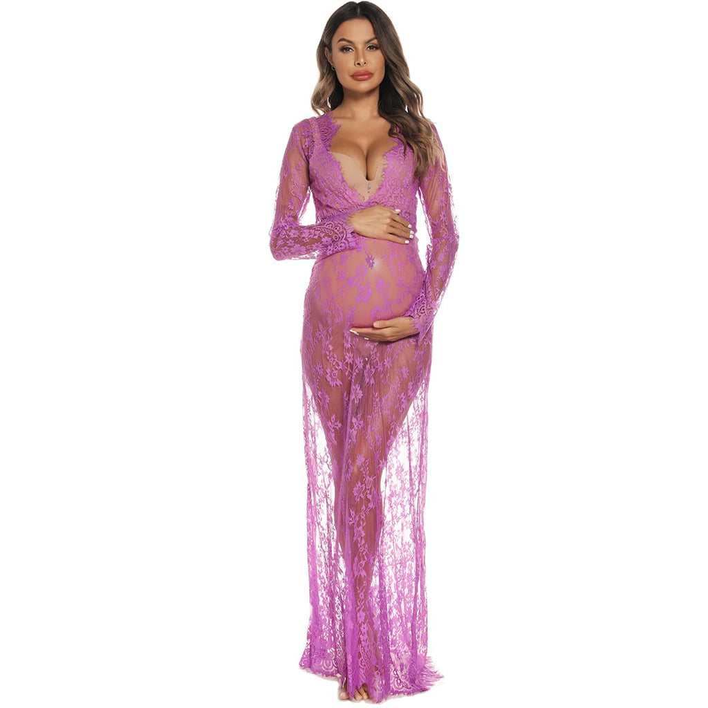 COSYOU Maternity Dress for Photoshoot Sheer Lace Dresses for Maternity Photography Costume Party Milk Bath Dress
