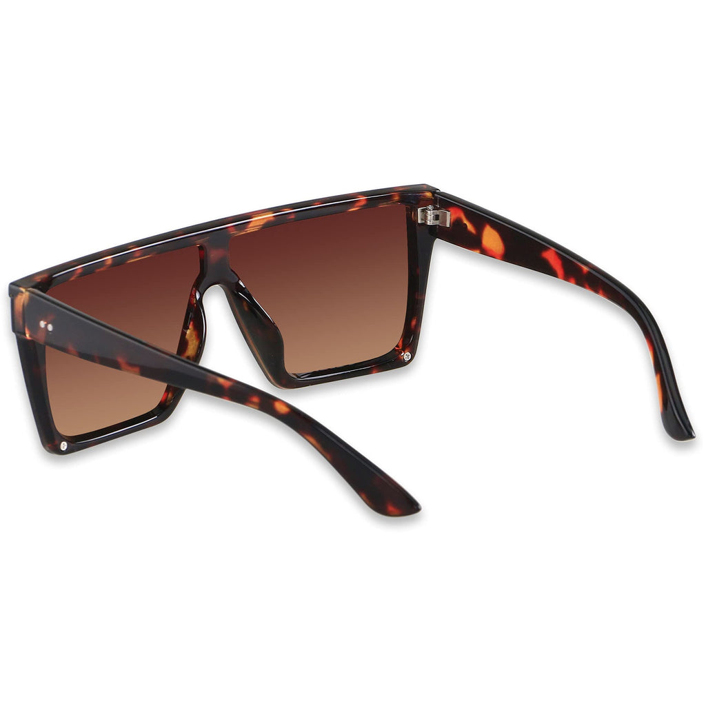 LYZOIT Square Oversized Sunglasses for Women Men Big Flat Top Fashion Shield Large UV Protection Rimless Shades