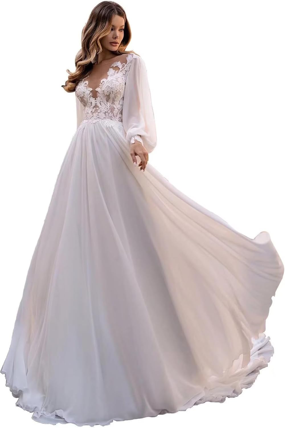 Wedding Dress for Bride Lace Appliques Mermaid Boho Beach Bridal Gowns BOF44