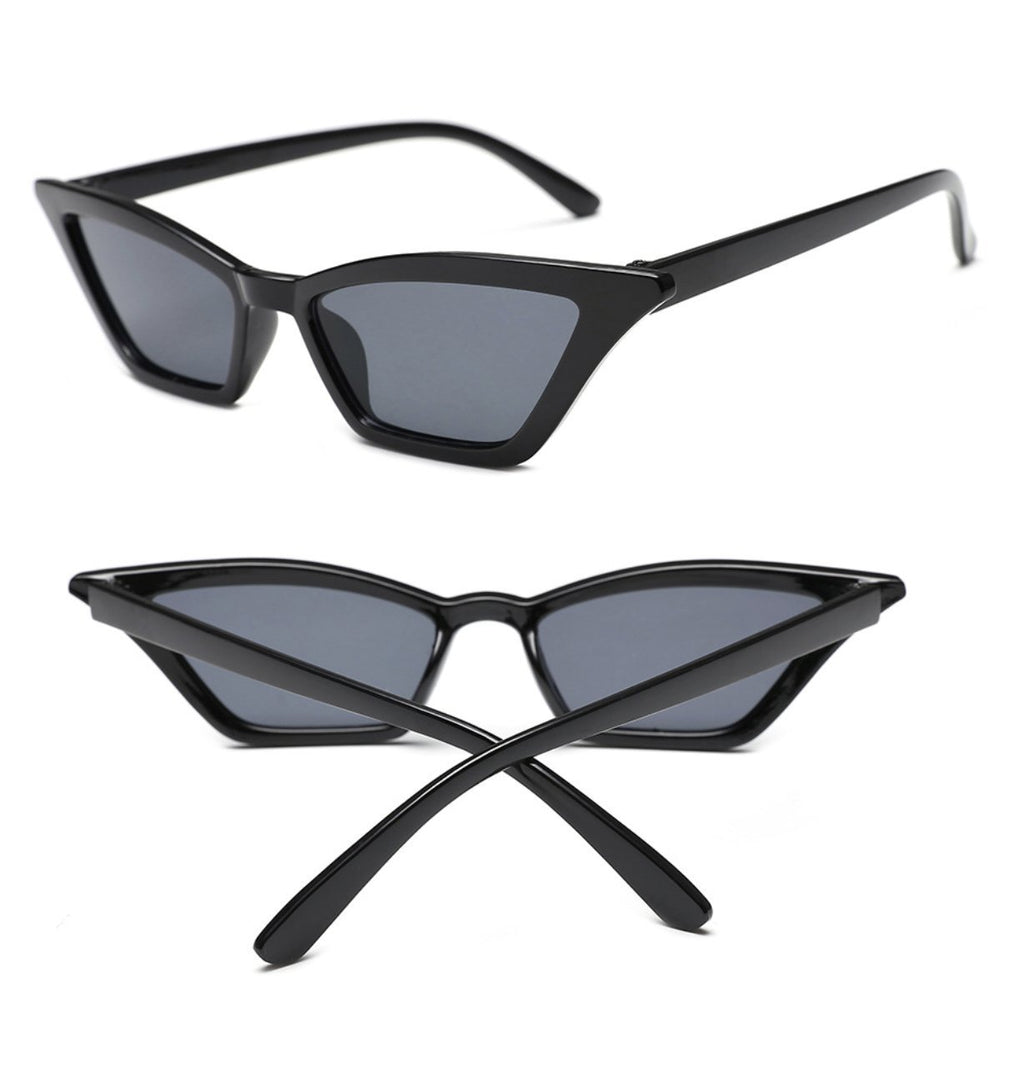 W&Y YING Small Cat Eye Sunglasses for Men and Women Skinny Retro Frame Y2K Shades Trendy Fun Fashion Glasses