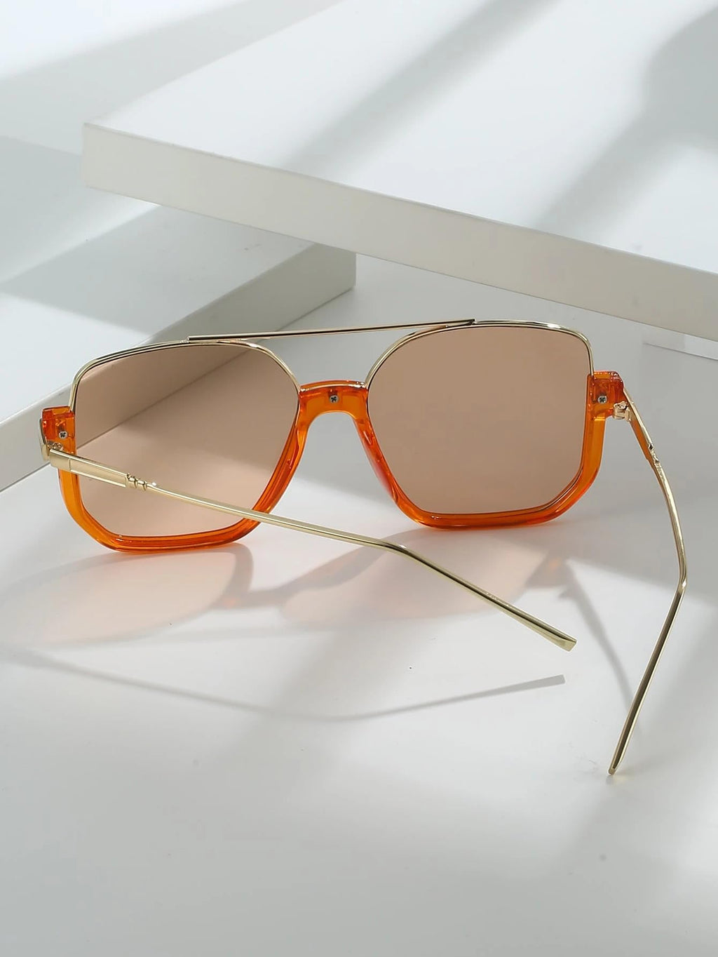GUVIVI Retro Oversized Aviator Sunglasses for Women Men Square Double Bridge Pilot Sun Glasses 70s Trendy Shades