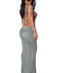 Doweha Women Backless Cowl Neck Cocktail Going Out Dress Halter Slip Long Semi Formal Party 2026 Spring Summer Maxi Dress