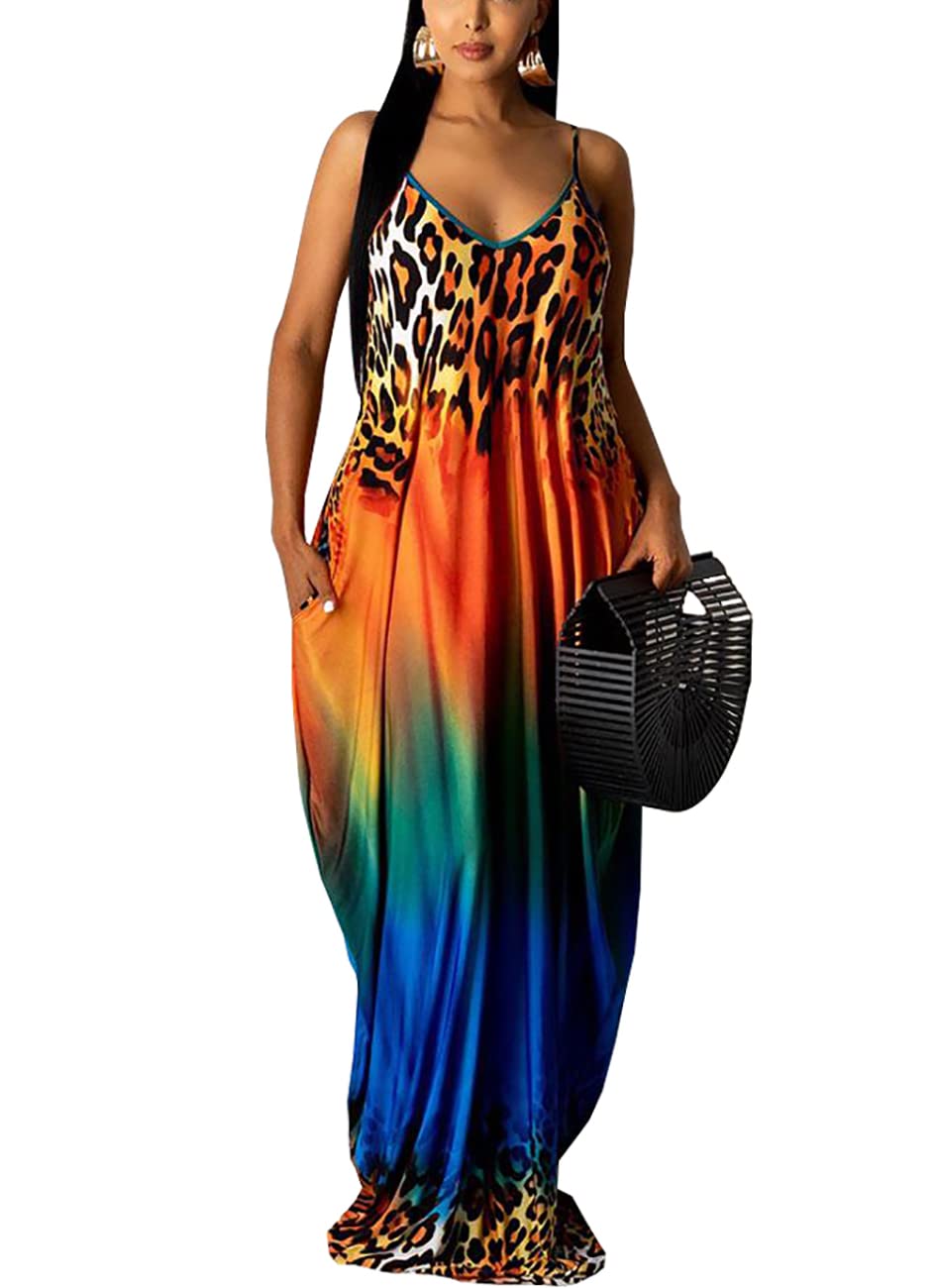 BessCops Summer Maxi Dresses for Women 2026 Plus Size Sundresses Casual Fashion Sleeveless Loose Long Sexy Dress with Pockets