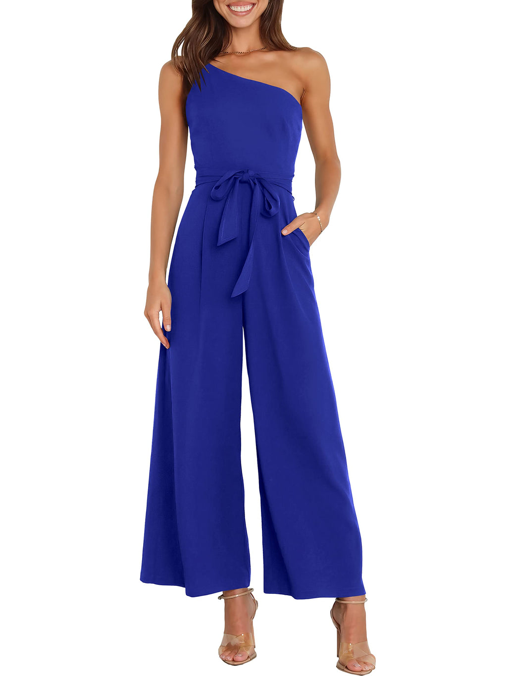 ANRABESS Women Summer Dressy Jumpsuits One Shoulder Sleeveless Casual Wide Leg Pants Romper Jumper 2026 Trendy Fall Outfits