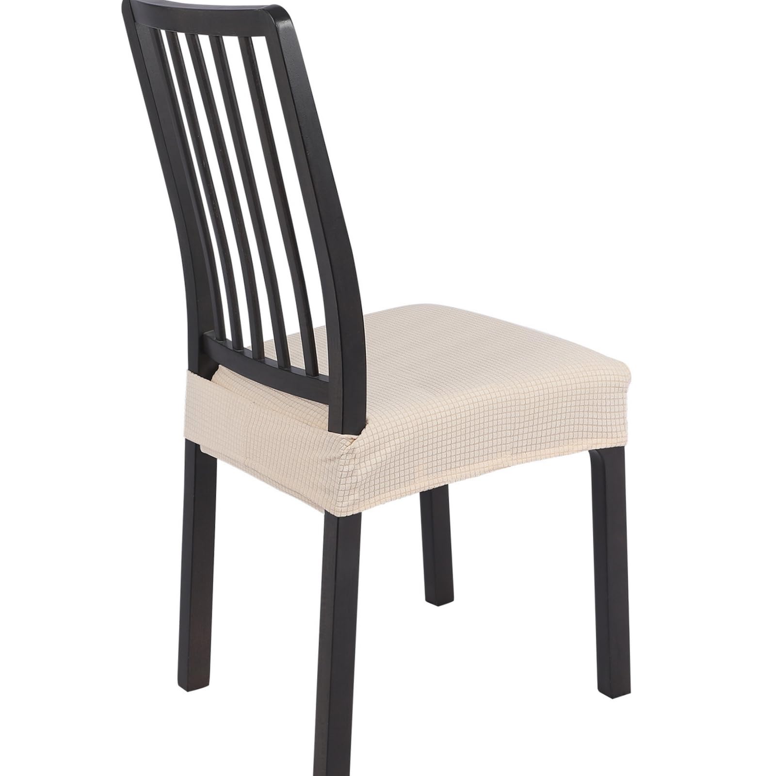 SearchI Stretch Dining Chair Seat Covers Set of 6, Soft Removable Washable Seat Cover for Dining Chairs, Dining Room Chair Cover Protector (Rear-Covered, Brown)
