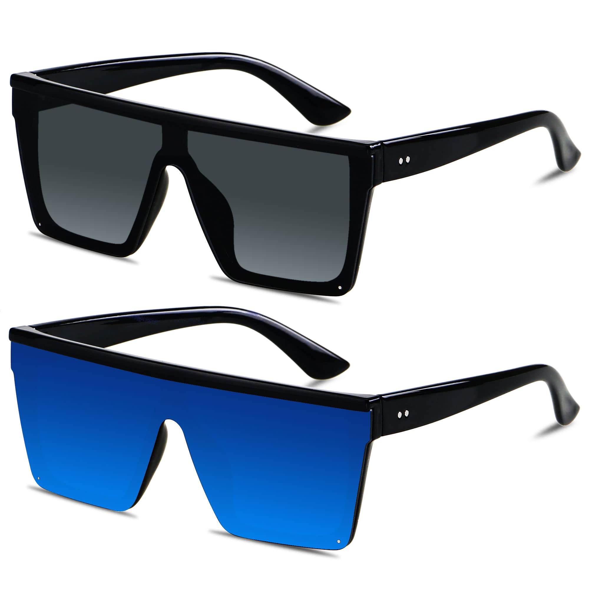 LYZOIT Square Oversized Sunglasses for Women Men Big Flat Top Fashion Shield Large UV Protection Rimless Shades
