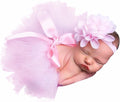 Medsuo Newborn Baby Tutu Skirt and Flower Headband for Photography Prop Outfits 0-4 Month (Pink)