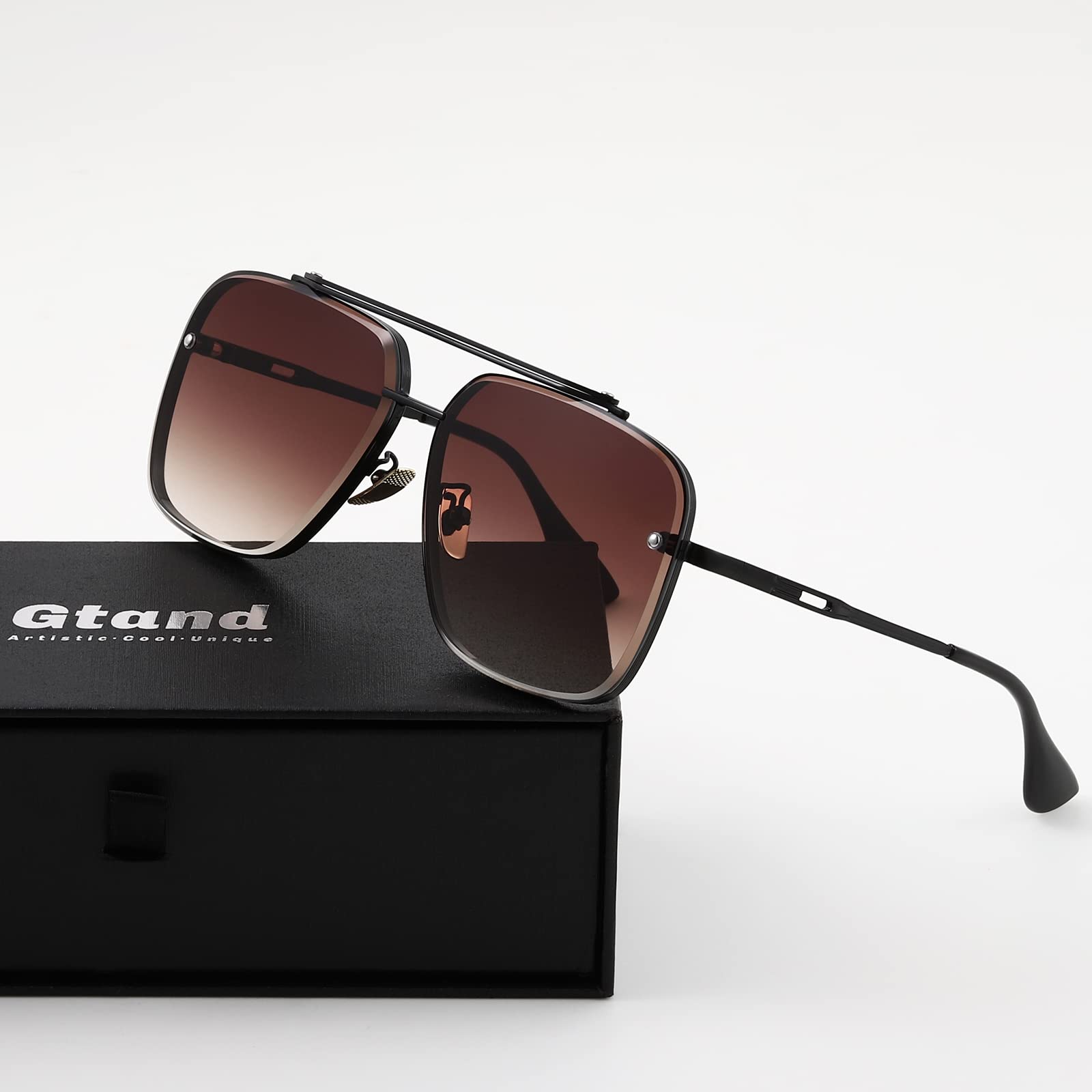 Gtand Fashion Oversized Square Aviator Gradient Sunglasses For Men Women Vintage Metal Sun Glasses 63mm