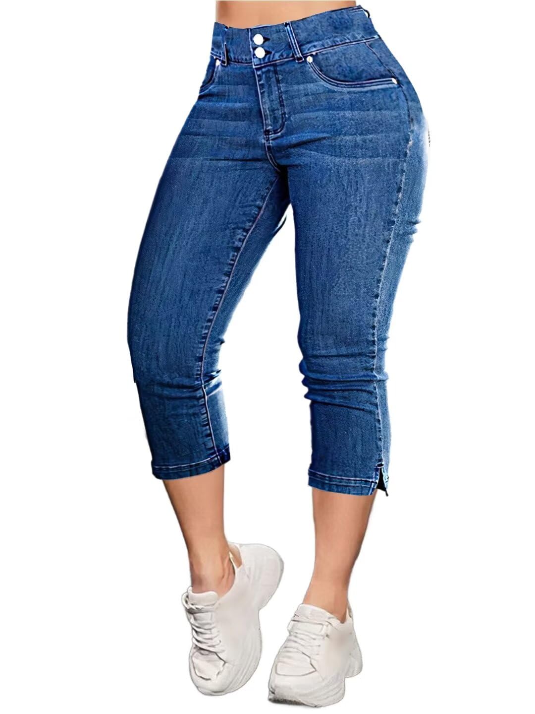 Flamingals High Waist Capris Jeans for Women Casual Summer Butt Lifting Skinny Denim Capri