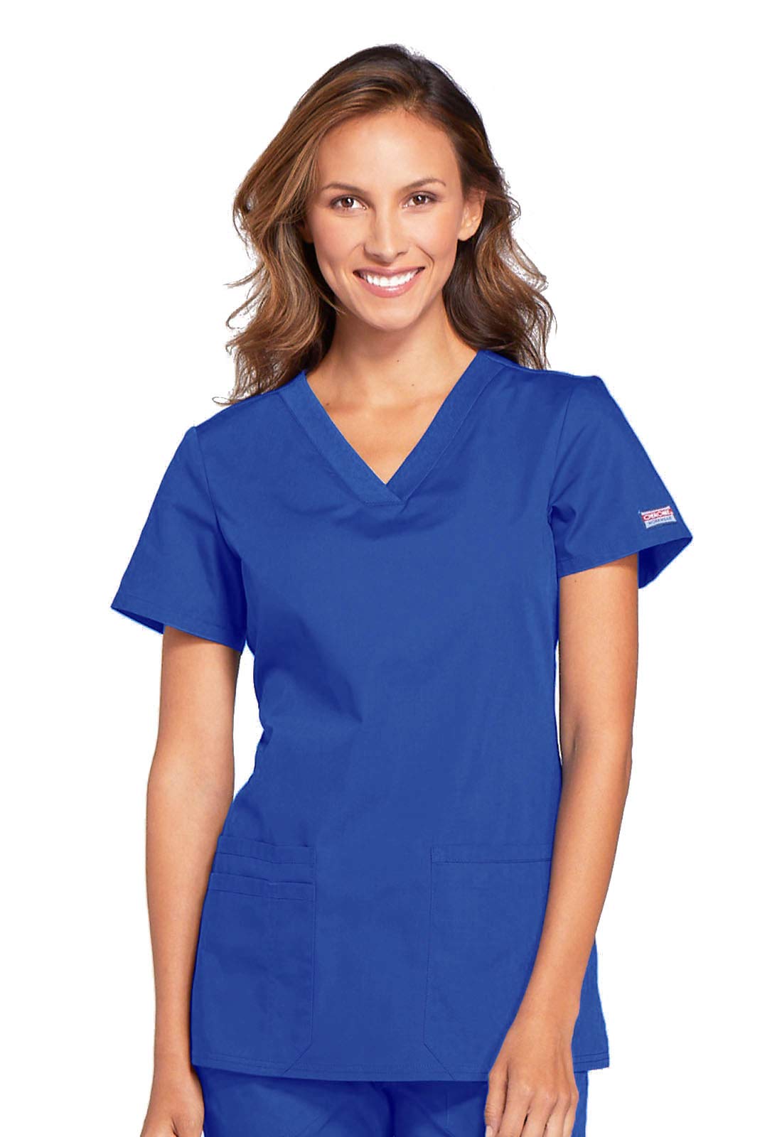 Cherokee Women's V-Neck Scrub Top - Modern Classic Shirt with 3 Pockets, Instrument Loop & Fade Resistant Fabric - WW645