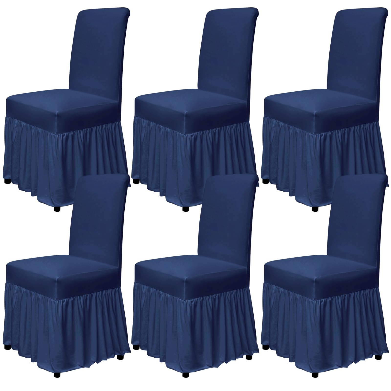 molasofa Chair Covers for Dining Room Set of 6 Stretch Chair Slipcovers with Skirt for Kitchen Seat Protectors Wedding Banquet Decor Kids Pets Spandex Fabric Washable (6pcs, Brown)