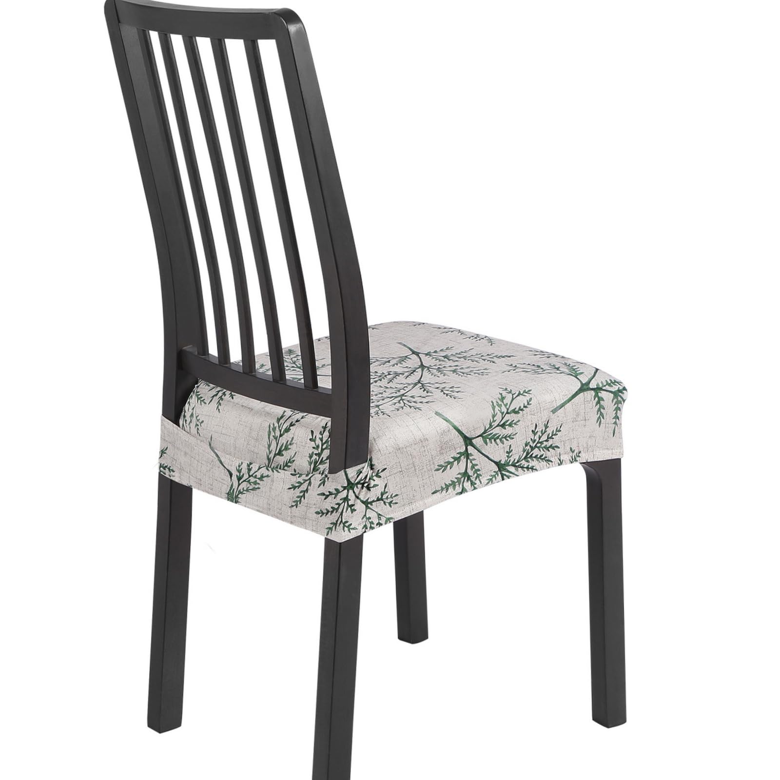 SearchI Stretch Dining Chair Seat Covers Set of 6, Soft Removable Washable Seat Cover for Dining Chairs, Dining Room Chair Cover Protector (Rear-Covered, Brown)