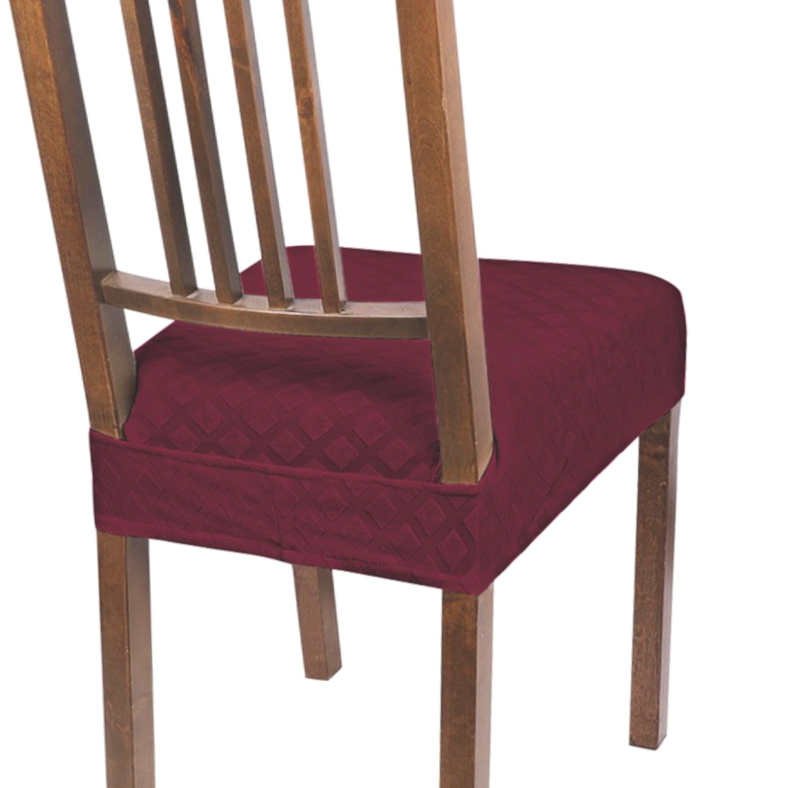 SearchI Stretch Dining Chair Seat Covers Set of 6, Soft Removable Washable Seat Cover for Dining Chairs, Dining Room Chair Cover Protector (Rear-Covered, Brown)