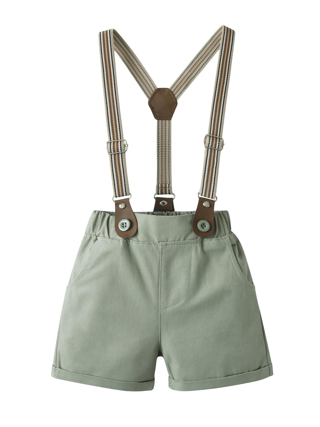 Boarnseorl Baby Boys Gentleman Outfits Suits, Infant Shirt+Shorts+Bow Tie+Suspenders