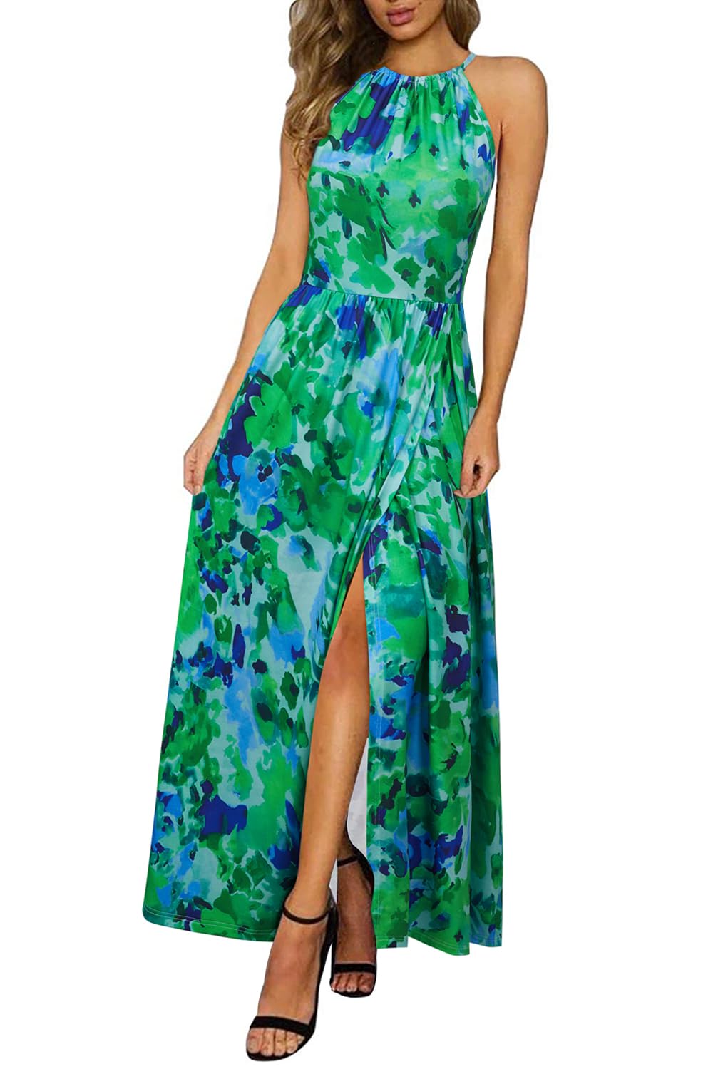 KILIG Women's Summer Floral Beach Flowy Split Maxi Long Dresses