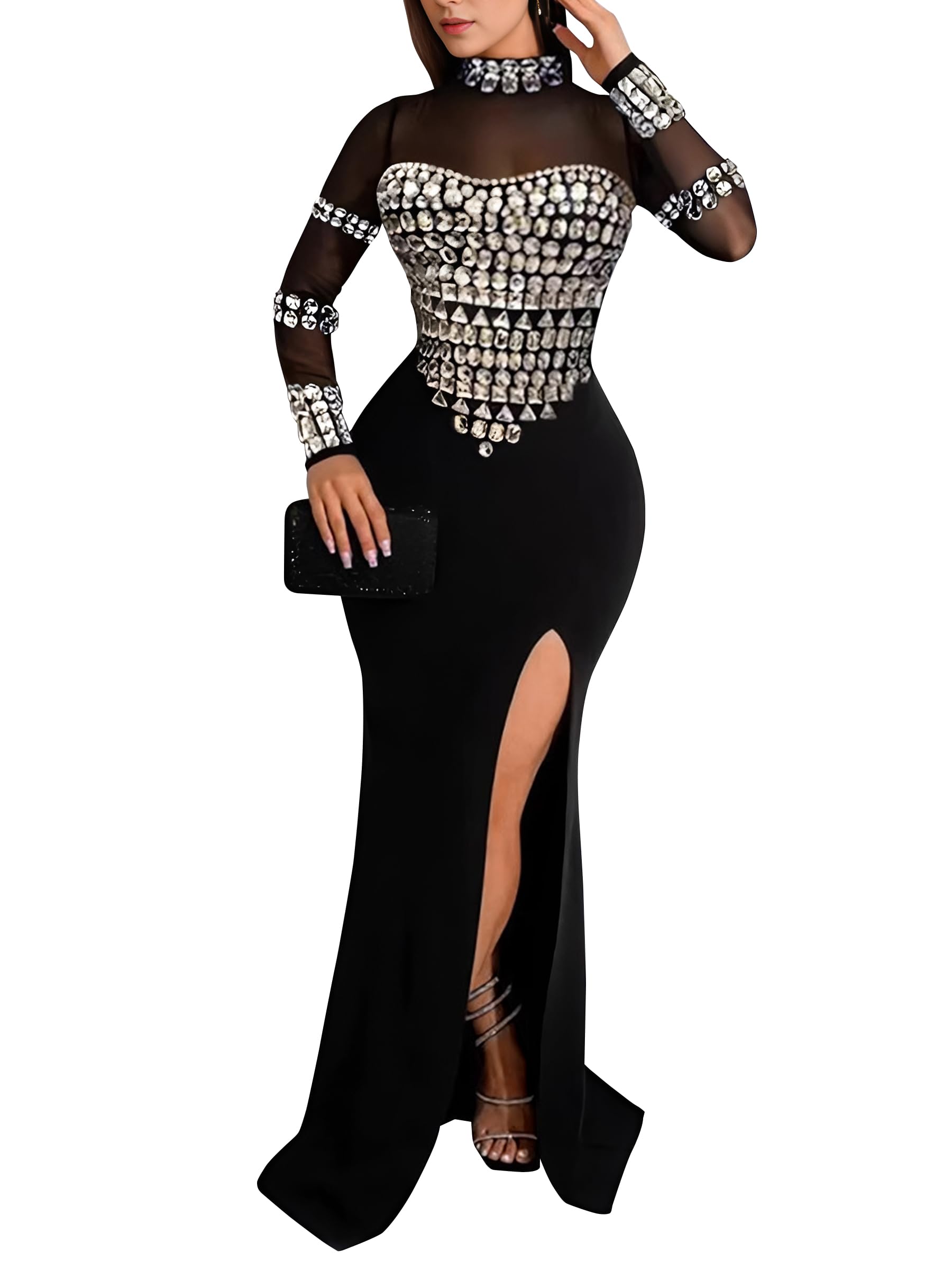 Figdaw Rhinestone Embellished Formal Gowns and Evening Dresses for Women 2026