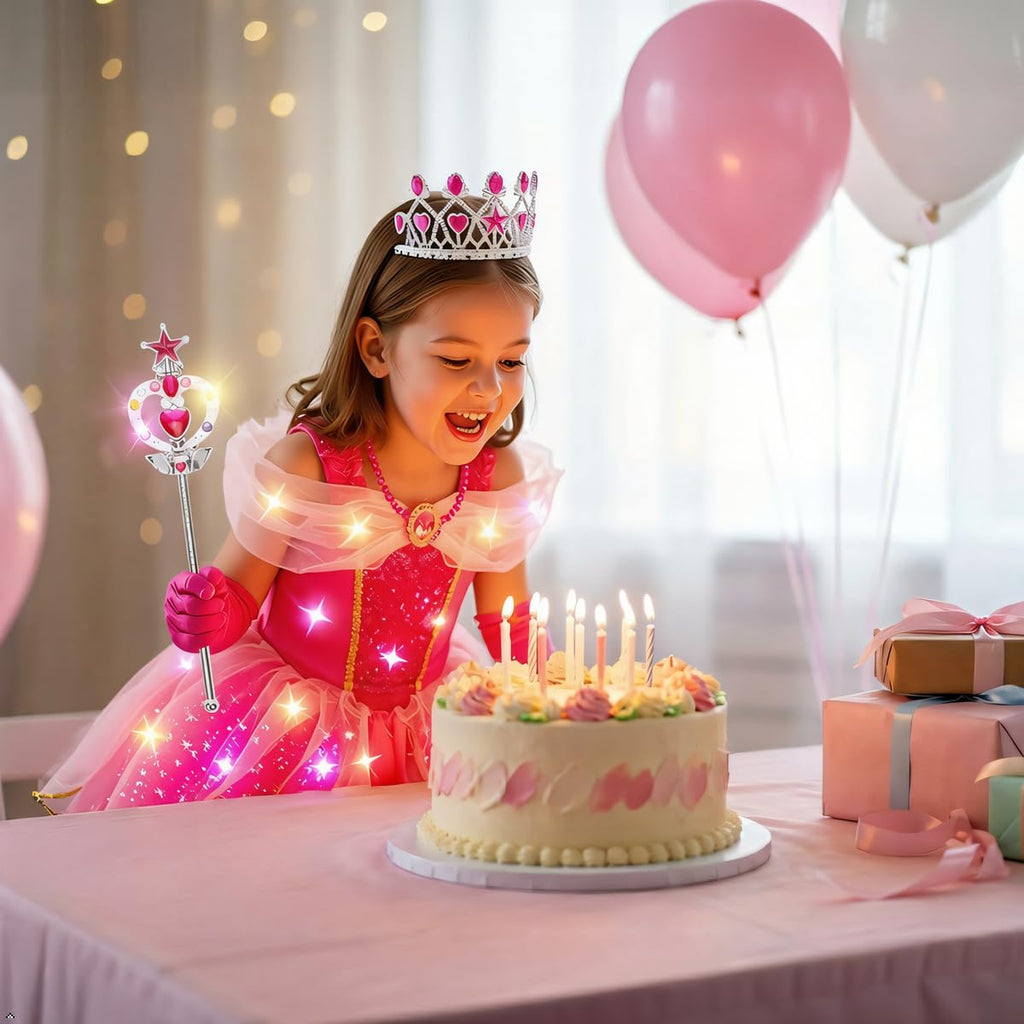 Meland Princess Dresses for Girls - Light Up Princess Dress Up for 3-10 Year Old, Costume for Girls Halloween Birthday