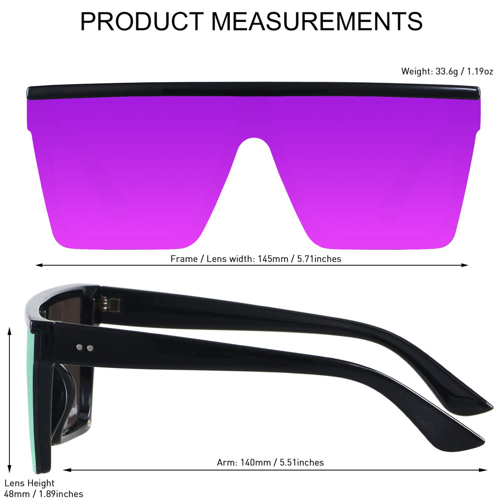 LYZOIT Square Oversized Sunglasses for Women Men Big Flat Top Fashion Shield Large UV Protection Rimless Shades