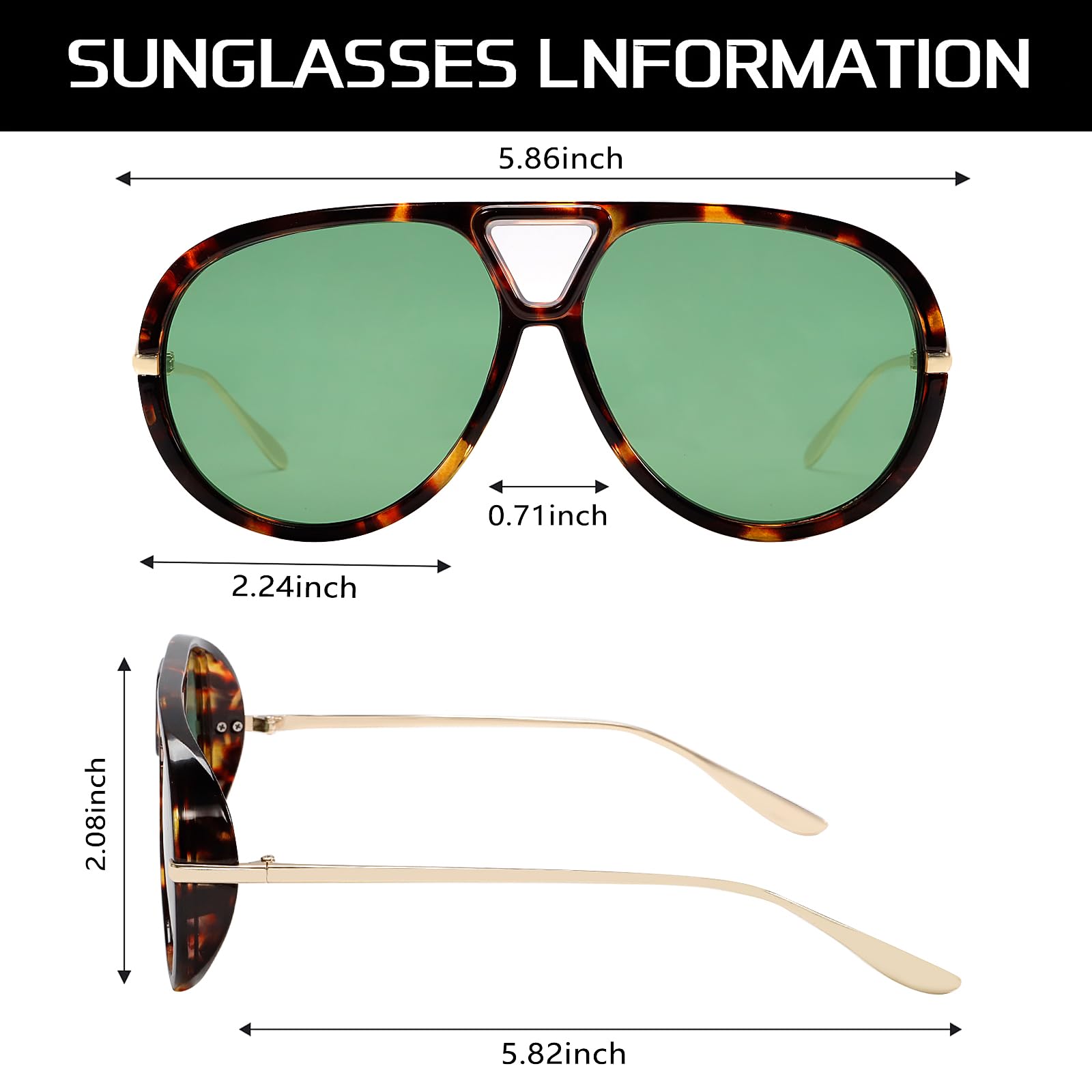 GUVIVI Retro Gold Aviator Sunglasses for Women Men, 2026 Metal Oversized 70s Aviators Black Vacation Beach Sun Glasses