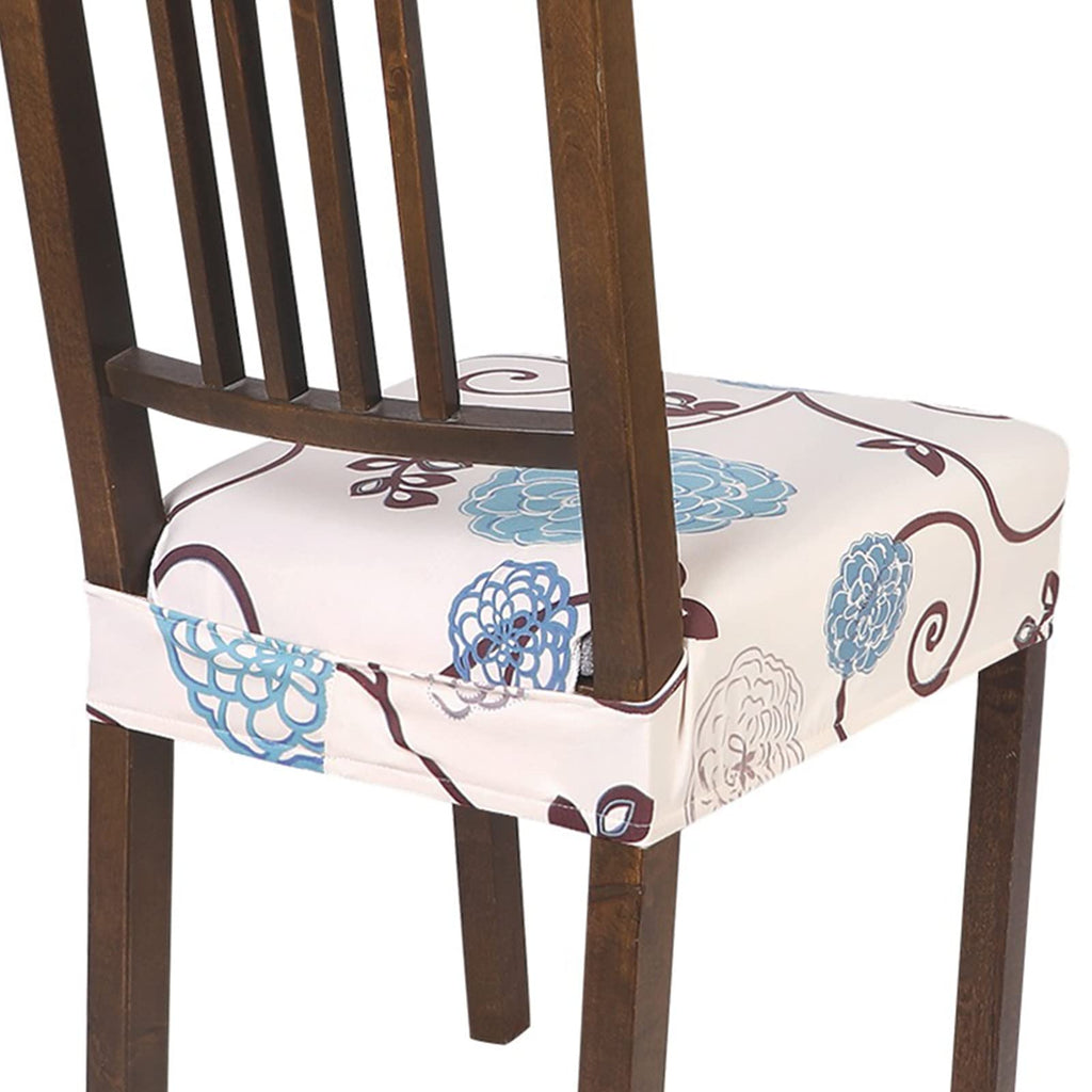 SearchI Stretch Dining Chair Seat Covers Set of 6, Soft Removable Washable Seat Cover for Dining Chairs, Dining Room Chair Cover Protector (Rear-Covered, Brown)