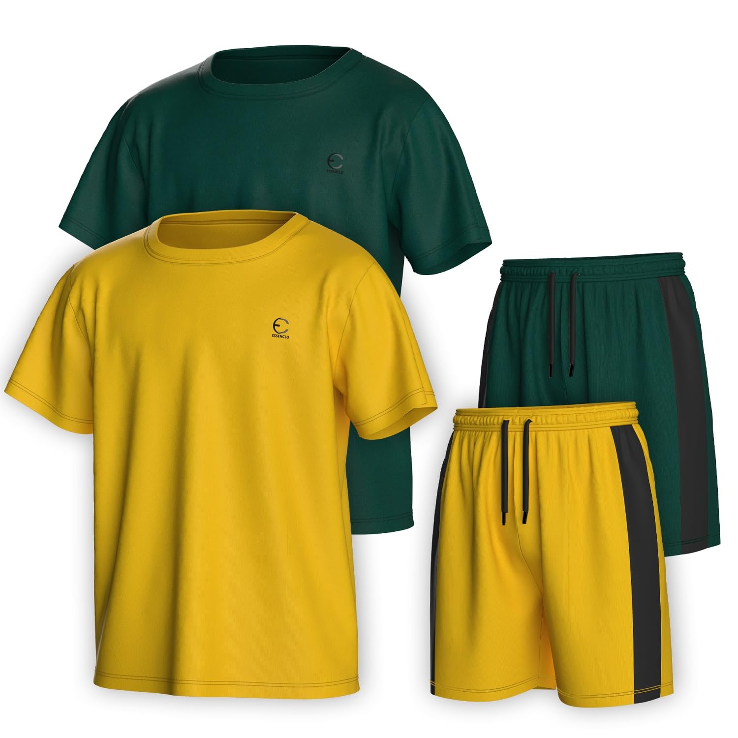 Boys Clothing Sets Tagless Loose Athletic Performance Crew Neck T-Shirt and Short Outfits Size 3-16 (4 Piece Set)