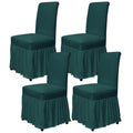 molasofa Chair Covers for Dining Room Set of 6 Stretch Chair Slipcovers with Skirt for Kitchen Seat Protectors Wedding Banquet Decor Kids Pets Spandex Fabric Washable (6pcs, Brown)