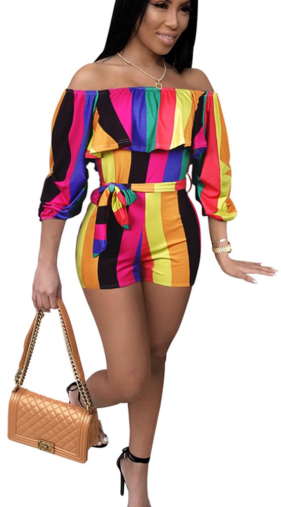 Sexy Two Piece Shorts Set - African Floral Jumpsuits Rompers Vacation Club Outfit