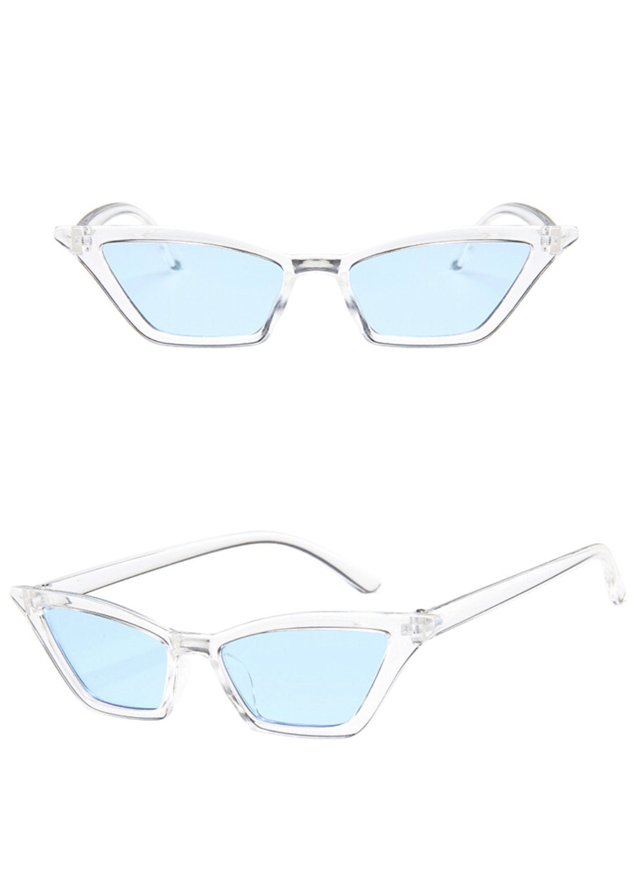 W&Y YING Small Cat Eye Sunglasses for Men and Women Skinny Retro Frame Y2K Shades Trendy Fun Fashion Glasses