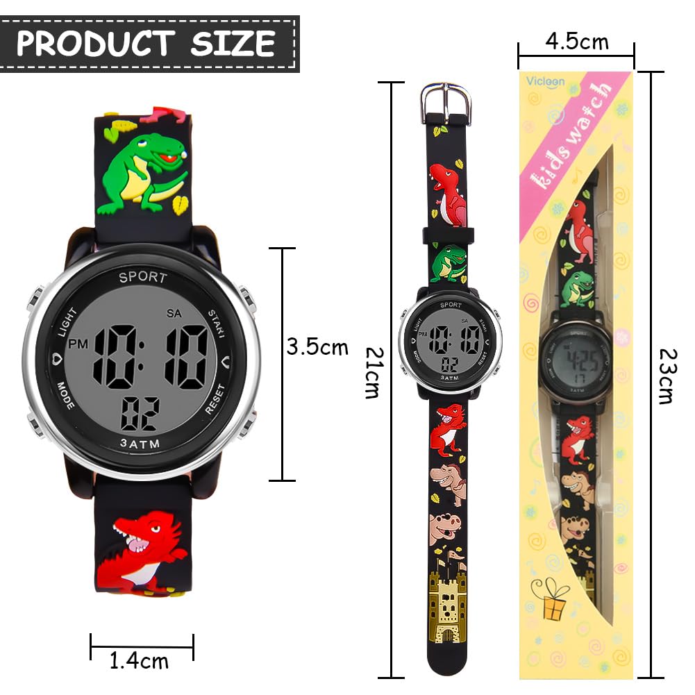 Vicloon Kids Watch, Toddler Digital Watch, Digital Watch LED Electrical Watches 7 Color Lights Watch Sport Outdoor with Alarm Stopwatch Unicorn Toys Gift for 6-12 Year Girls Children Wristwatch