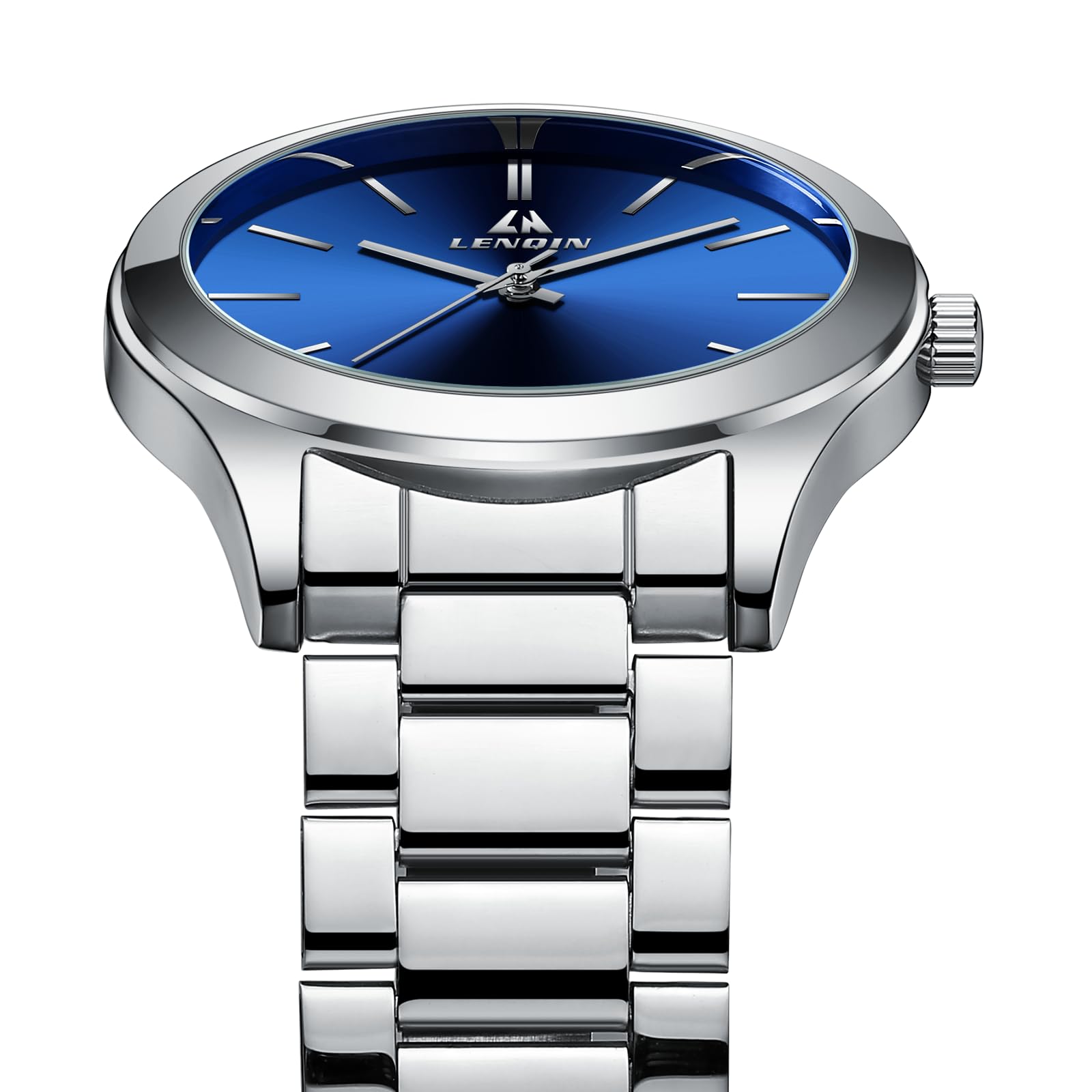 LN LENQIN Mens Watches Waterproof Stainless Steel Watch for Men Analog Quartz Fashion Business Designer Wristwatch