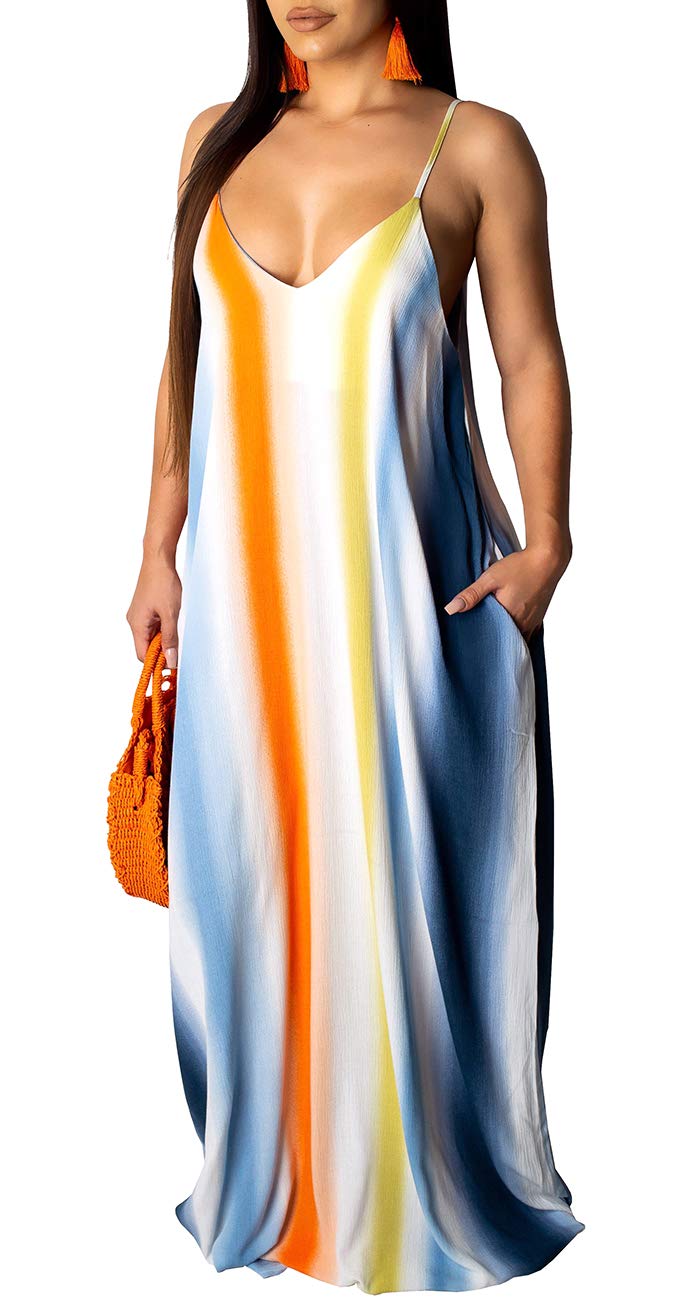 BessCops Summer Maxi Dresses for Women 2026 Plus Size Sundresses Casual Fashion Sleeveless Loose Long Sexy Dress with Pockets