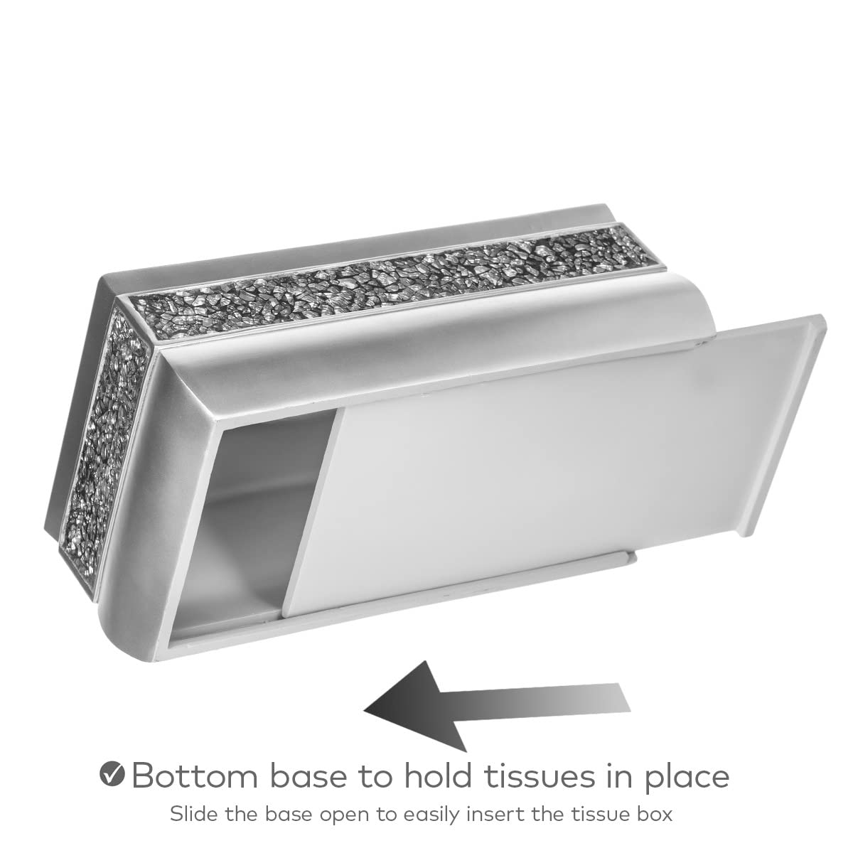 Creative Scents Crackled Glass Silver Bathroom Accessory Set – 4-Piece Vanity Set Includes: Lotion Soap Dispenser, Toothbrush Holder, Tumbler, and Soap Dish
