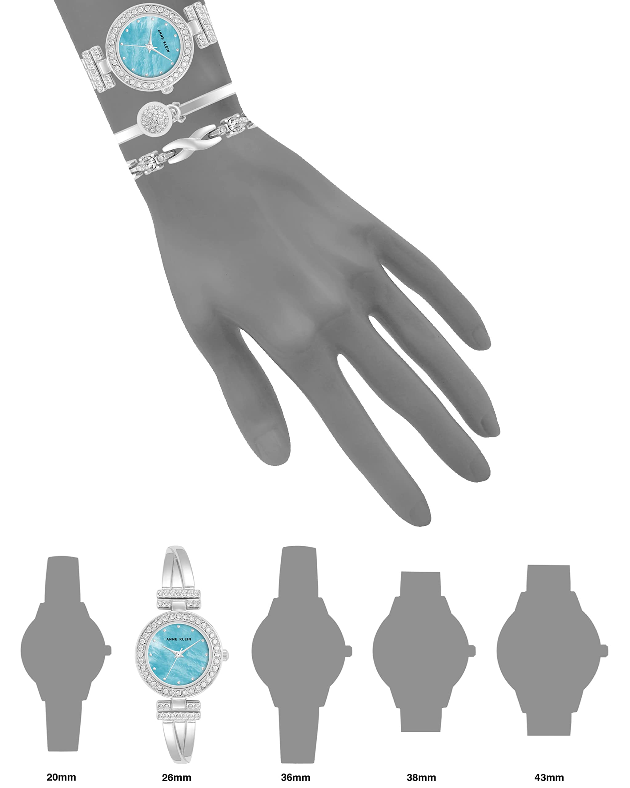Anne Klein Women's Premium Crystal Accented Bangle Watch and Bracelet Set