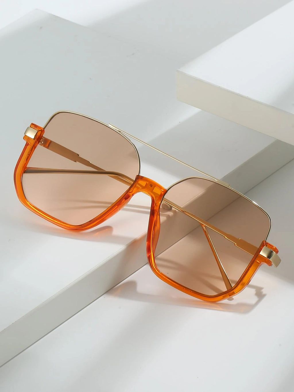 GUVIVI Retro Oversized Aviator Sunglasses for Women Men Square Double Bridge Pilot Sun Glasses 70s Trendy Shades
