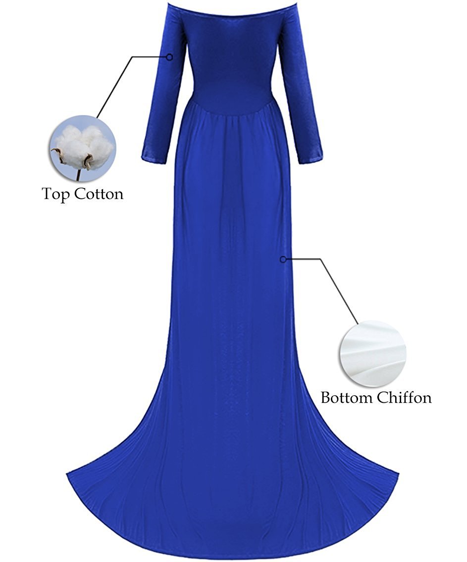 ZIUMUDY Maternity Maxi Chiffon Photography Dress Split Front Gown for Photoshoot