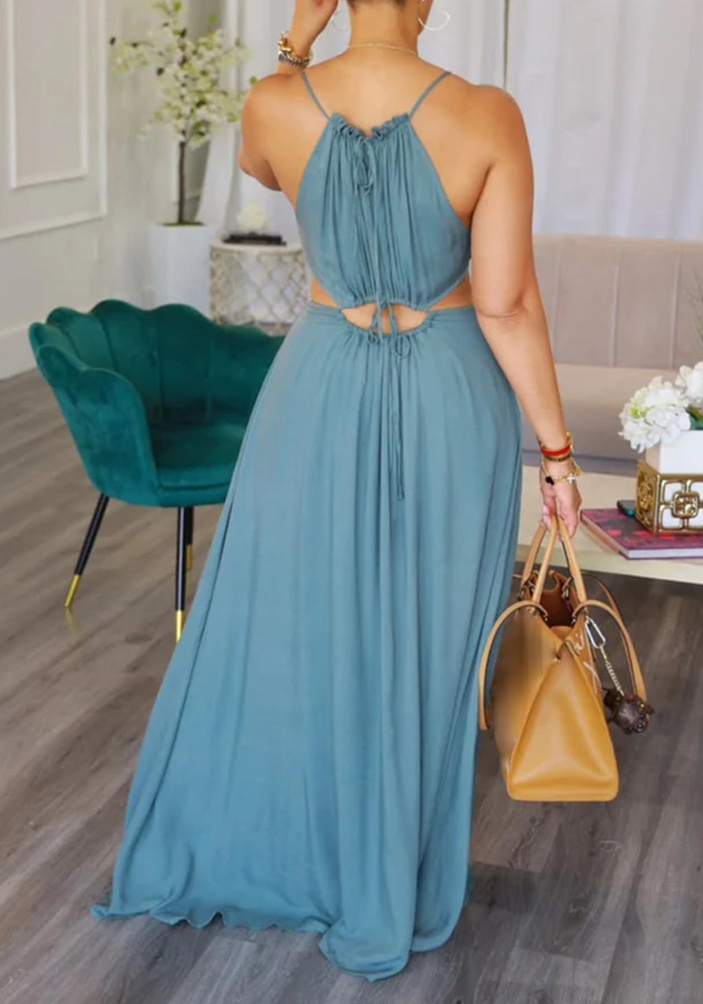 Geulis 2026 Women Summer Beach Dresses Sexy Cut Out Sleeveless Spaghetti Strap Halter Dress Flowy Maxi Vacation Dress