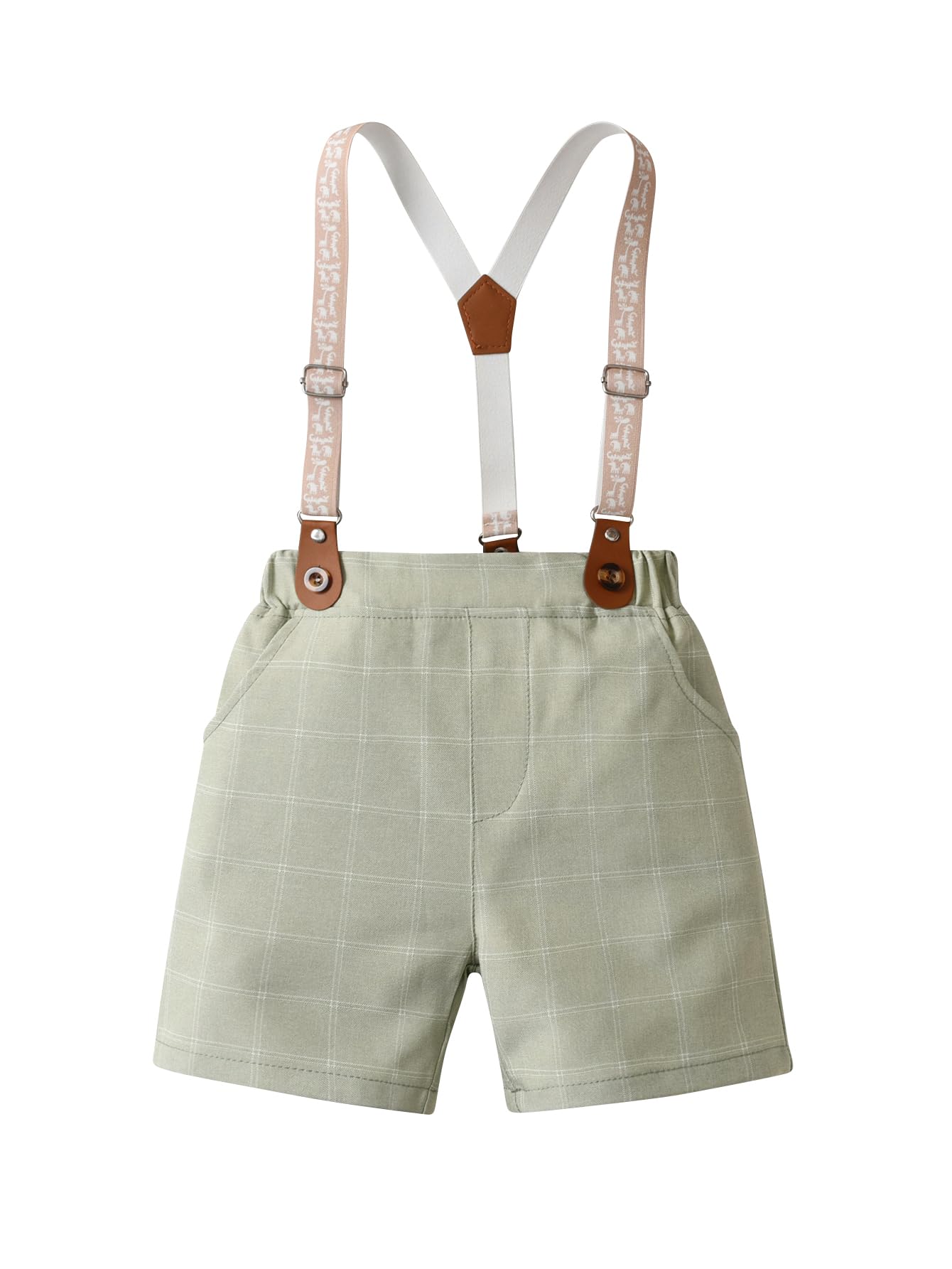 Boarnseorl Baby Boys Gentleman Outfits Suits, Infant Shirt+Shorts+Bow Tie+Suspenders