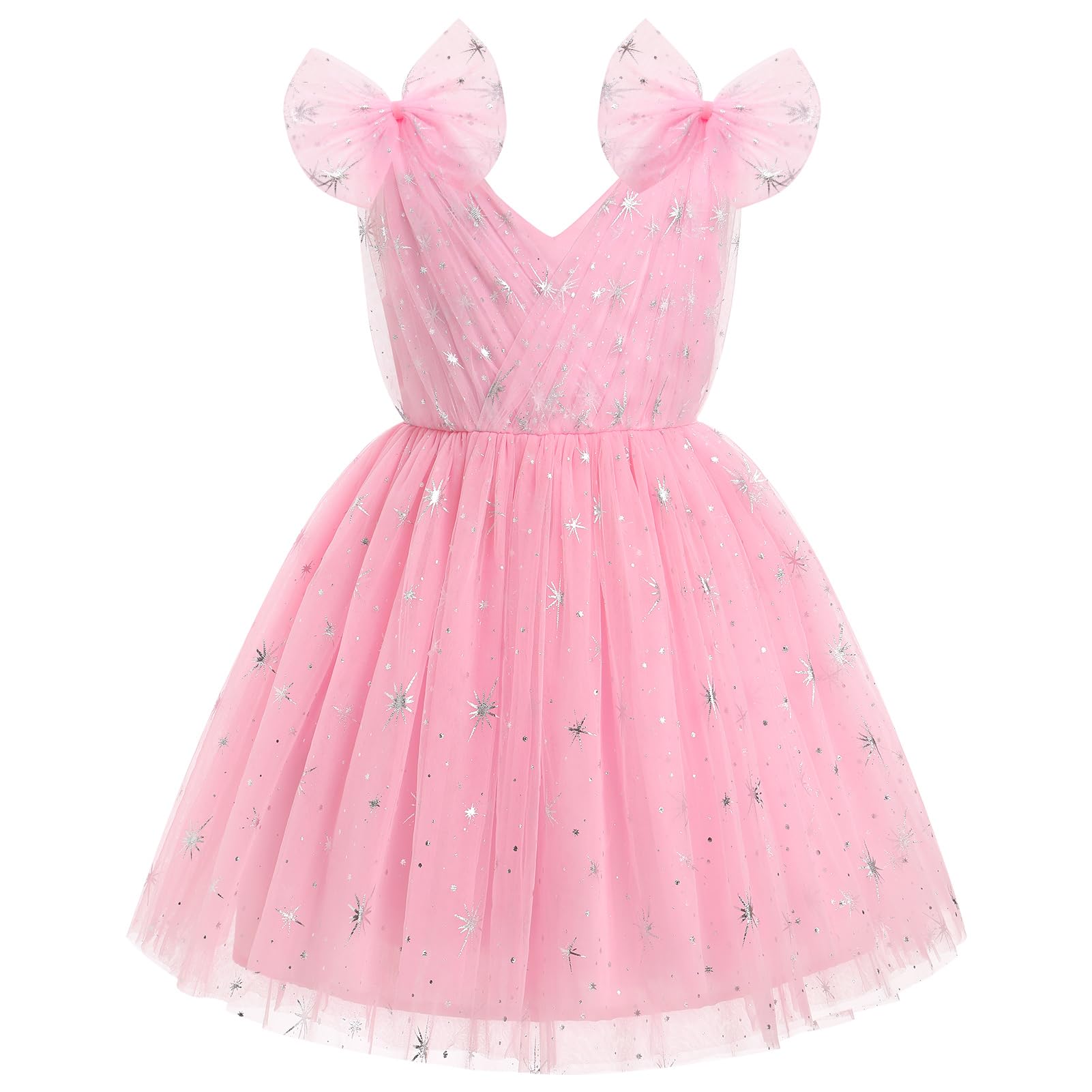 IMEKIS Toddler Kids Girls Butterfly Dress Sparkle Sequins Tulle Wedding Formal Birthday Dresses 2-10T