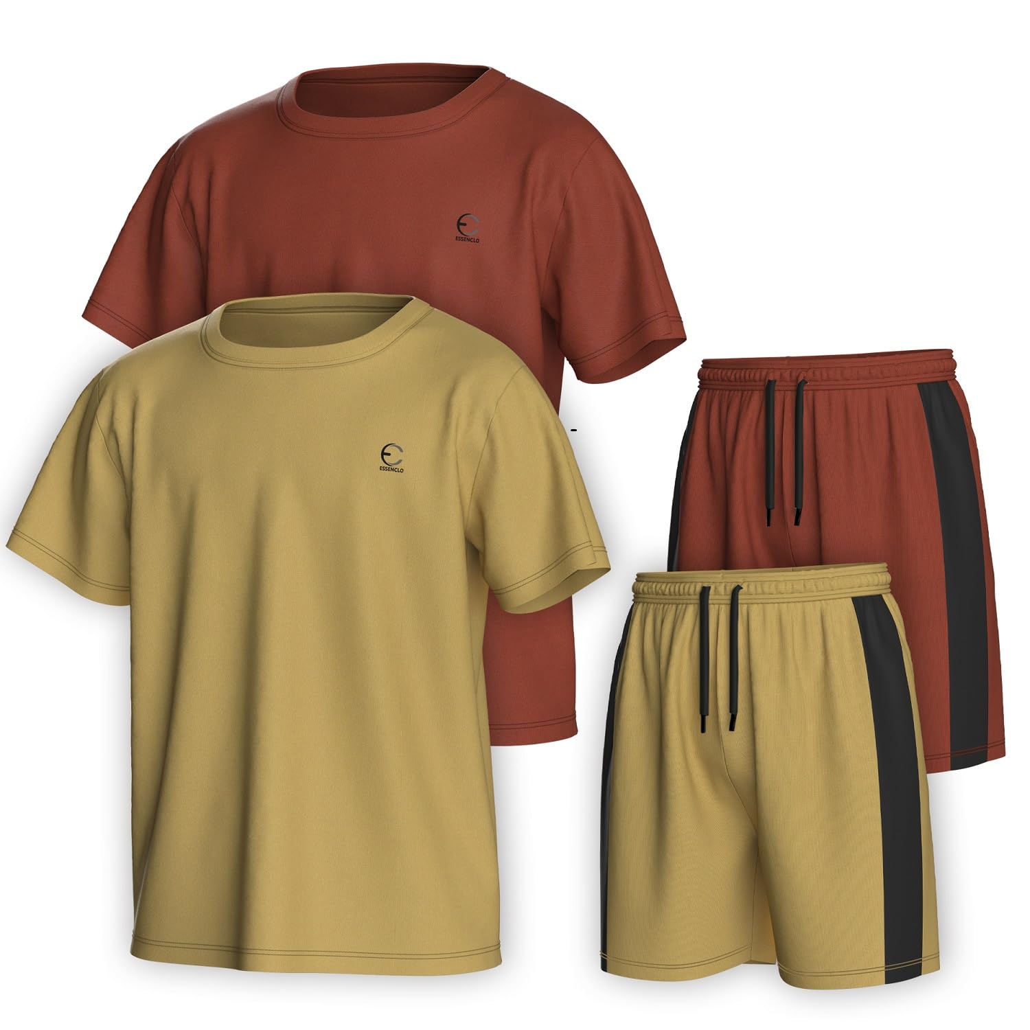 Boys Clothing Sets Tagless Loose Athletic Performance Crew Neck T-Shirt and Short Outfits Size 3-16 (4 Piece Set)