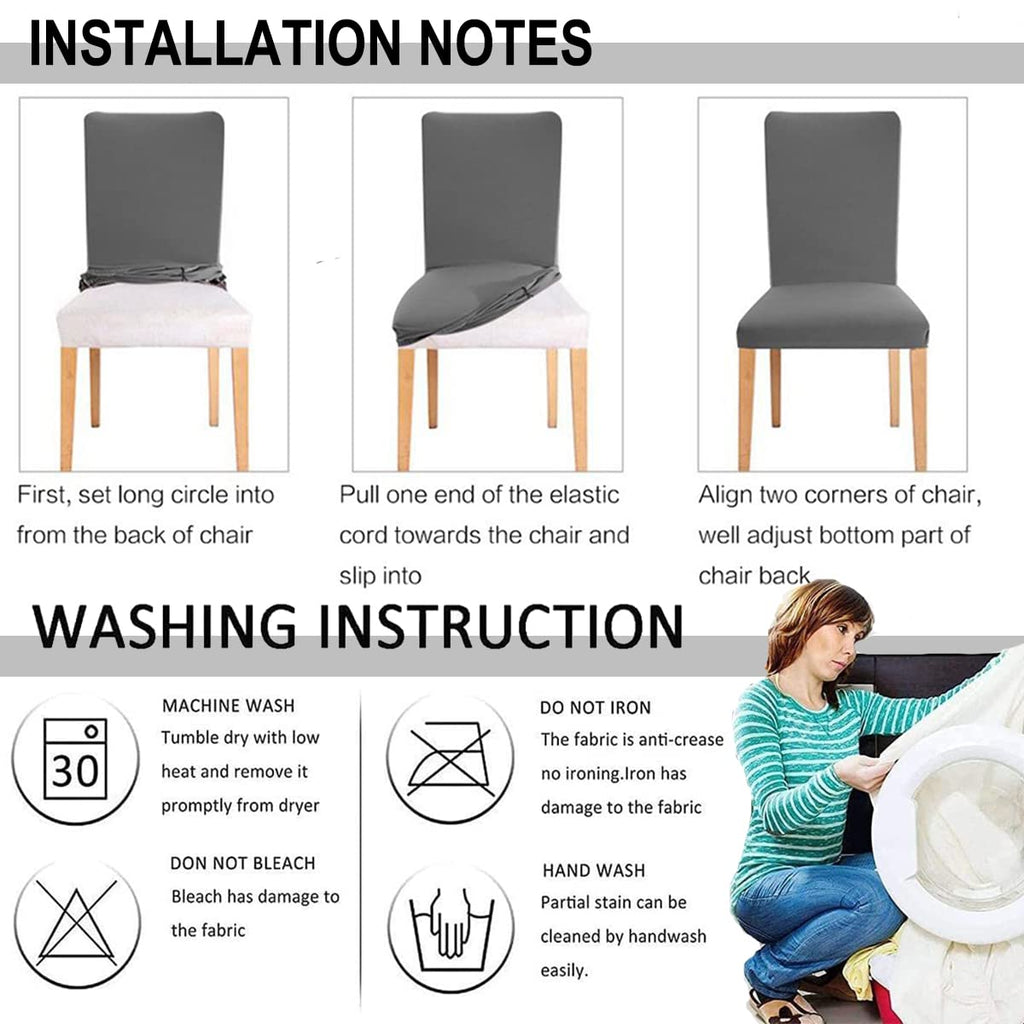 HZDHCLH 6 Pack Chair Covers for Dining Room,Soft Spandex Removable Washable Anti-dust Seat Slipcover, Protector for Hotel,Office,Ceremony,Banquet Wedding Party(Beige, Set of 6)